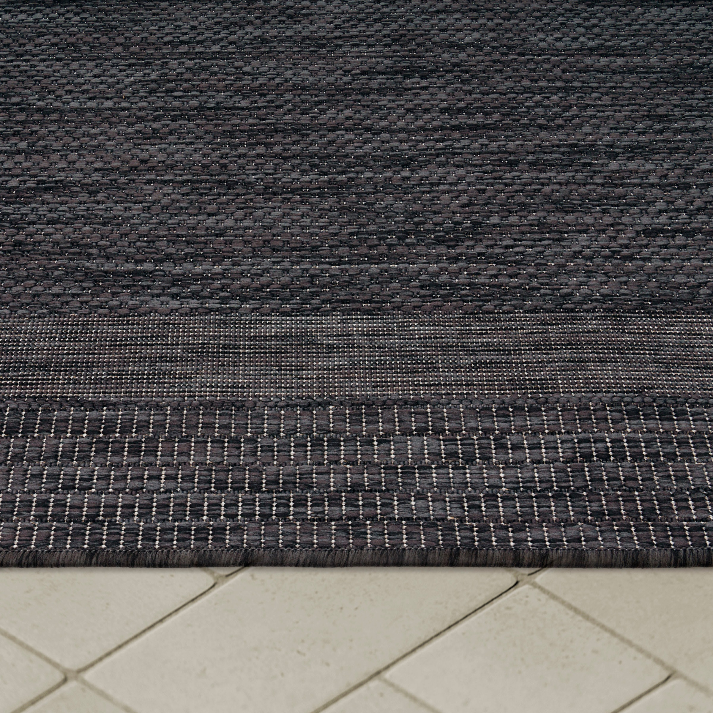 Paco Home Teppich »Roma 272«, rechteckig, 4 mm Höhe, Flachgewebe, meliert, mit dezenter Bordüre, In- und Outdoor geeignet