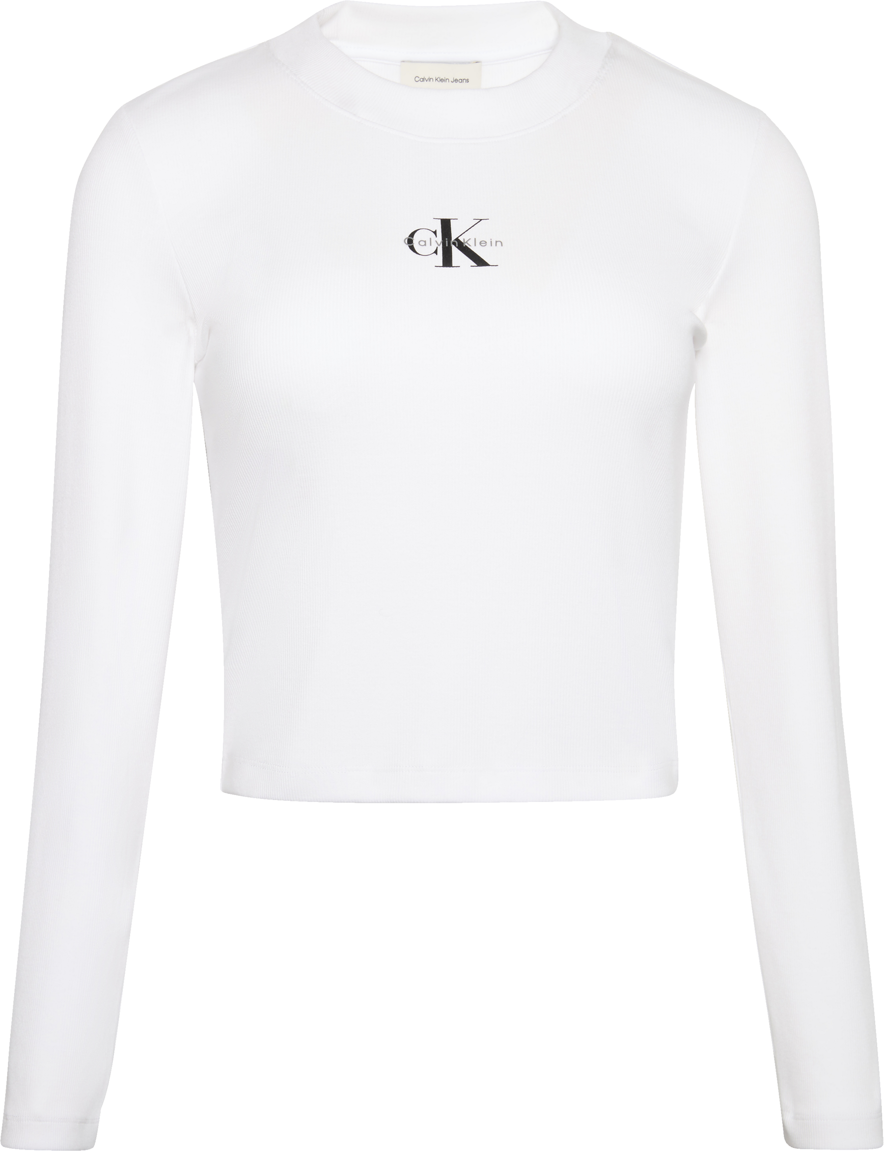 Calvin Klein Jeans Langarmshirt Rundhalsausschnitt, figurbetonte Passform, Logodruck