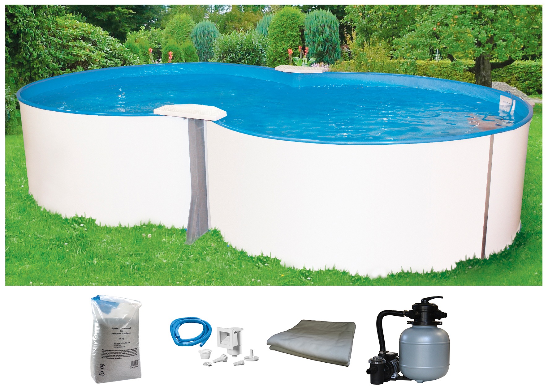 MyPool Achtformpool »Premium«, (Set), 5-tlg., BxLxH: 320x525x135 cm