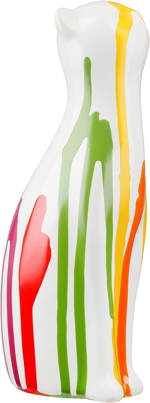 GILDE Skulptur »2tlg. Set Figur Katze Colori weiß« Tierfigur Wohnaccessoire Designkatze jugendliche farbenfrohe Deko