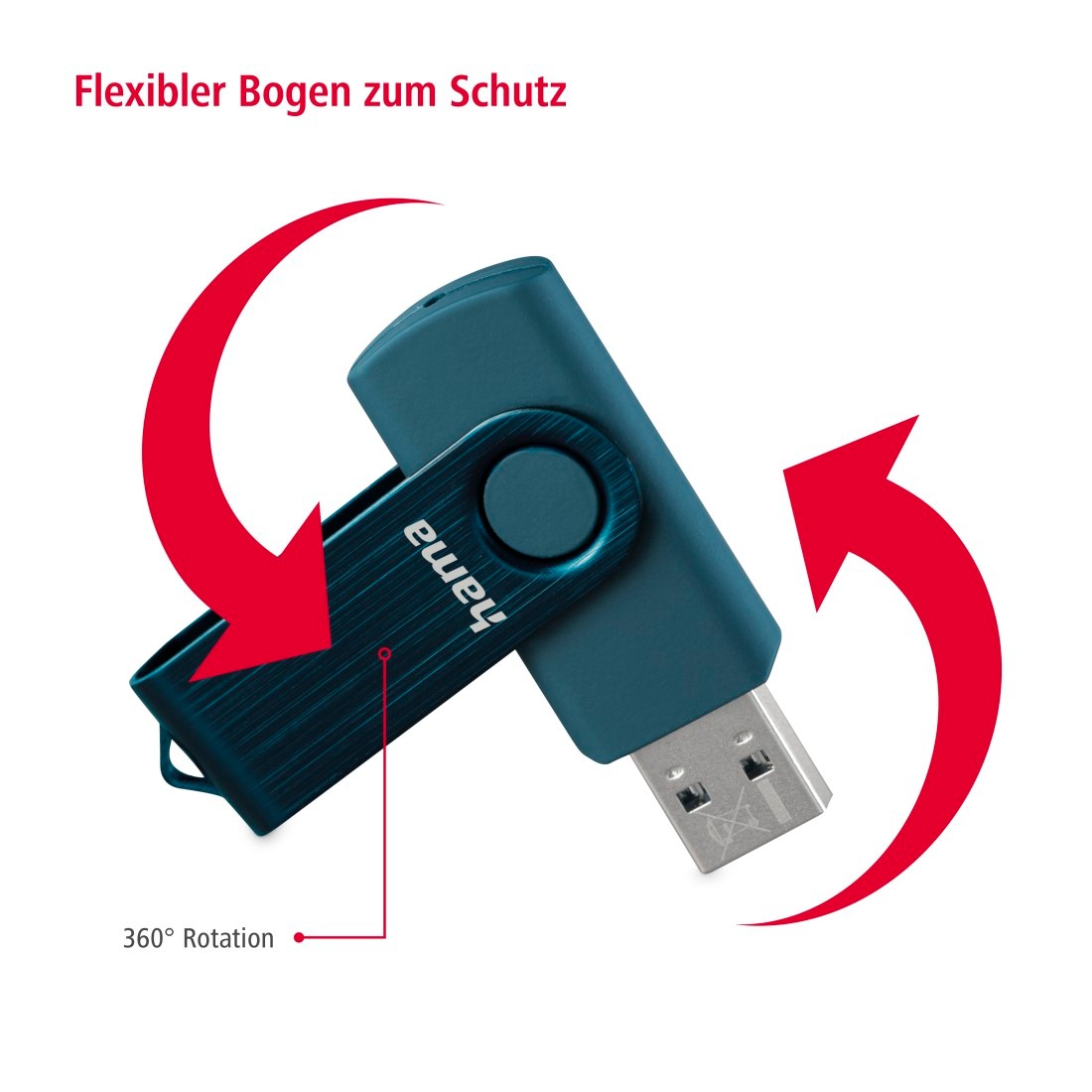 Hama USB-Stick »USB-Stick "Rotate", USB 3.0, 128GB, 90MB/s, Petrolblau«, (Lesegeschwindigkeit 90 MB/s)