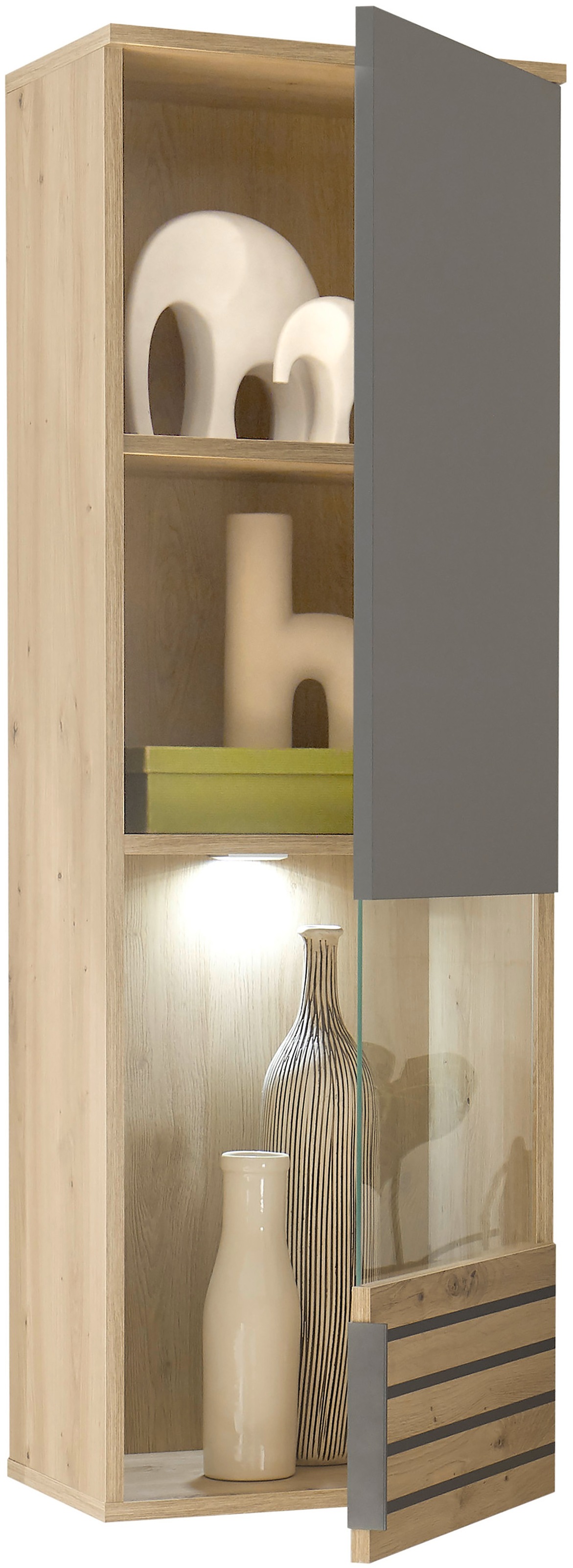 HBZ Vitrine »BZ 5110«, (1 St.), mit LED-Beleuchtung, Hängevitrine wahlweise in grau oder weiß