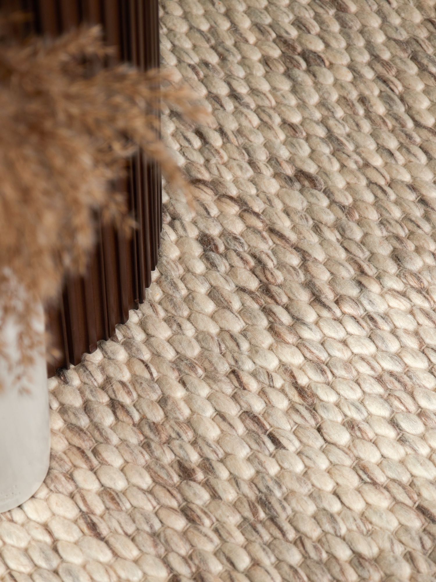 ELLE DECORATION Wollteppich »Beans« rund 10 mm Höhe Handweb Teppich Wolle, Rund, Perlenstruktur, Wohnzimmer, Schlafzimmer