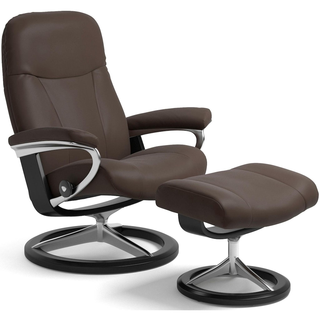 Stressless® Relaxsessel »Garda«, (Set, Relaxsessel mit Hocker), mit Hocker, mit Signature Base, Größe M, Gestell Schwarz