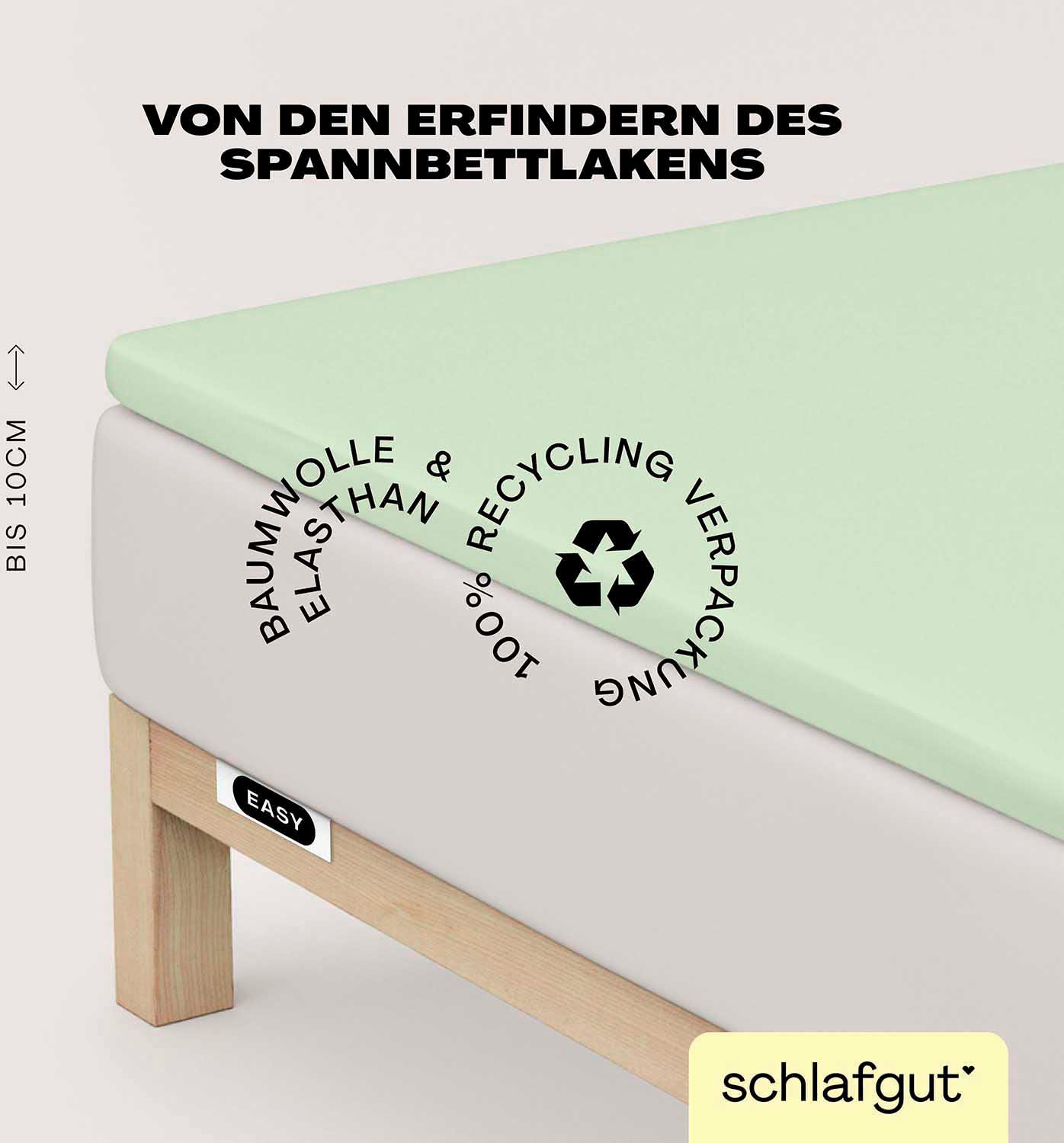 Schlafgut Spannbettlaken »EASY Jersey Elasthan Topper« MADE IN GREEN by OEKO-TEX in grün, Größe 140-160x200-220 10