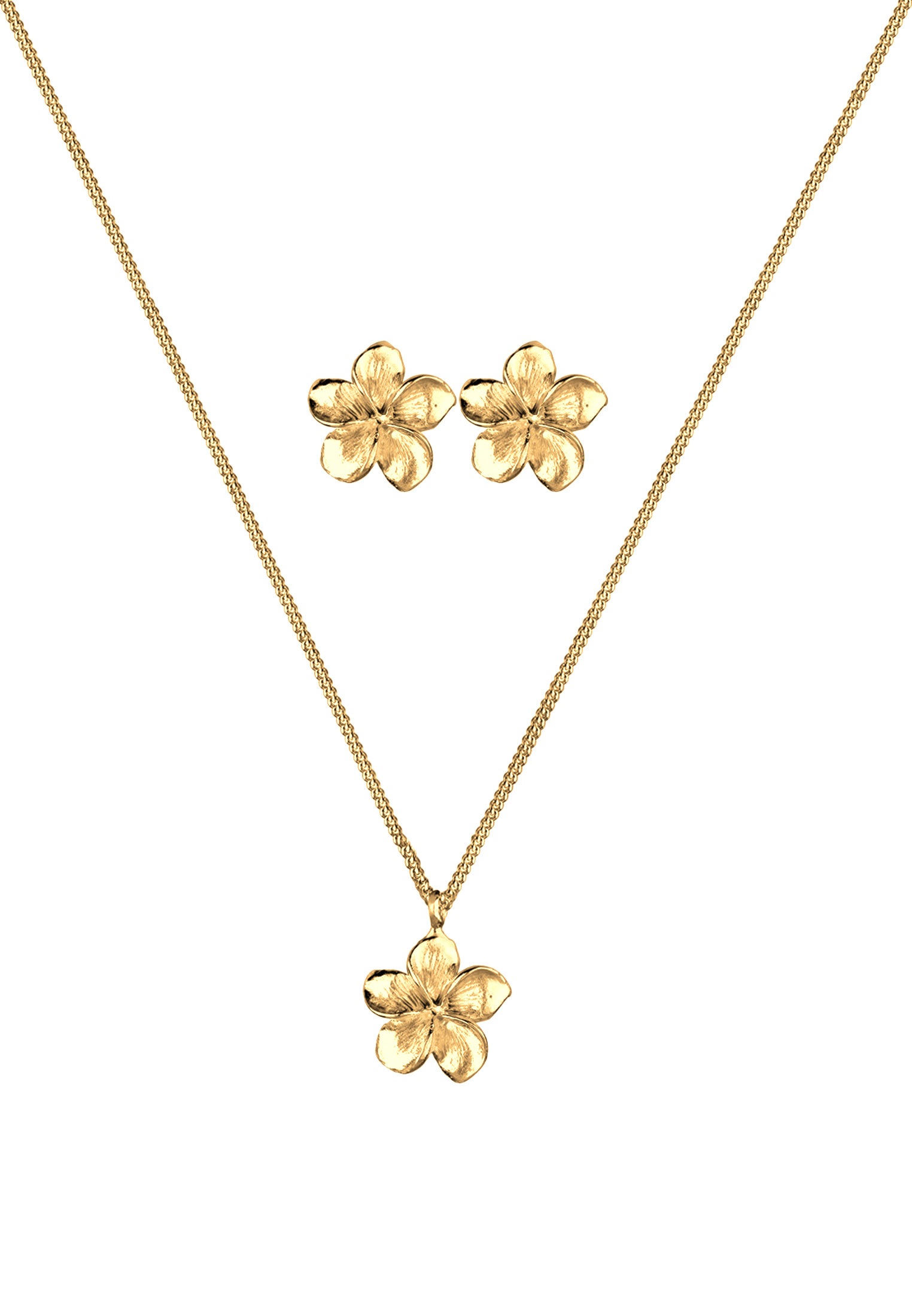 Elli Ohrring und Ketten Set »Schmuckset Frangipani Blüte 925 Sterling Silber«