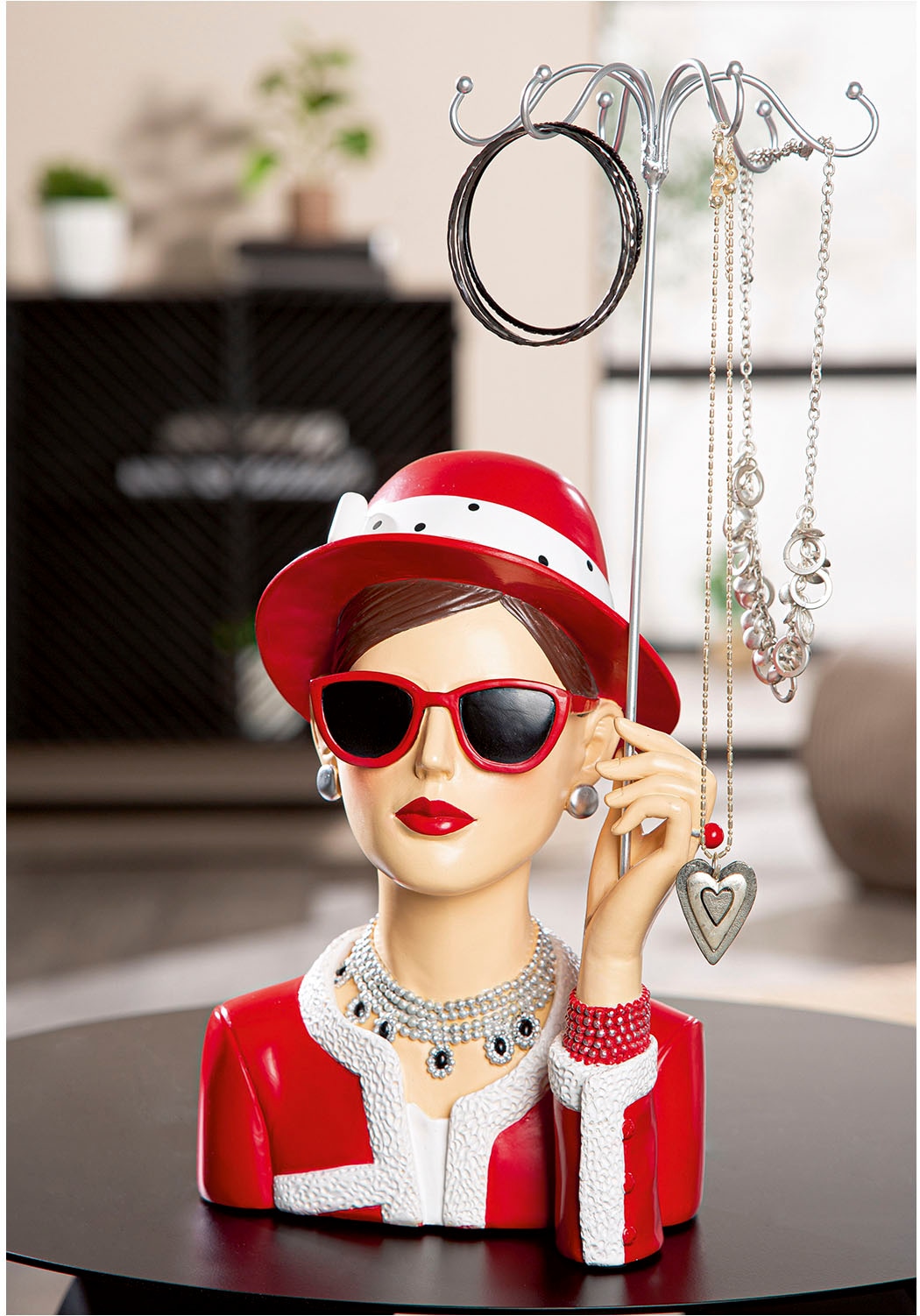 GILDE Schmuck Etagere »Figur; Schmuckständer Frau Chloe rot; silberfarben H. 39,5 cm«, (1 St.)