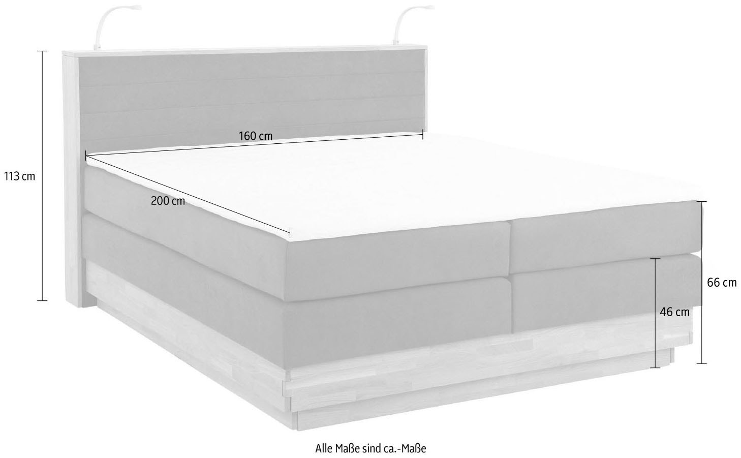 Home affaire Boxspringbett »CAVAN, mit Bettkasten, inkl. 7-Zonen-TTFK-Matratze H2-H4 und Topper« aus Massiveiche, Microfaser- oder Strukturstoff, 160/180/200cm x 200cm