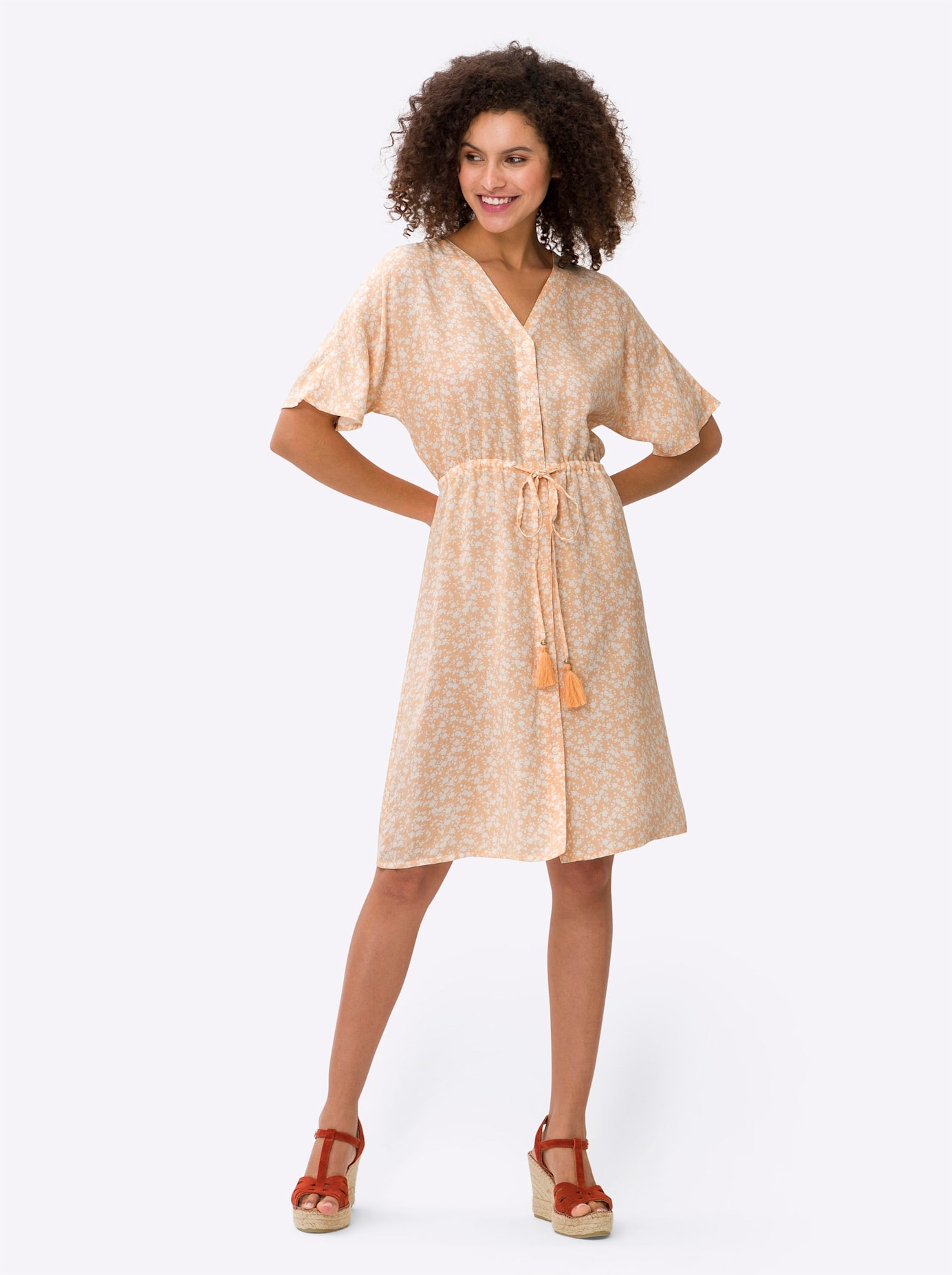 Heine Damen Druckkleid »Druck-Kleid« in orange, Größe 48