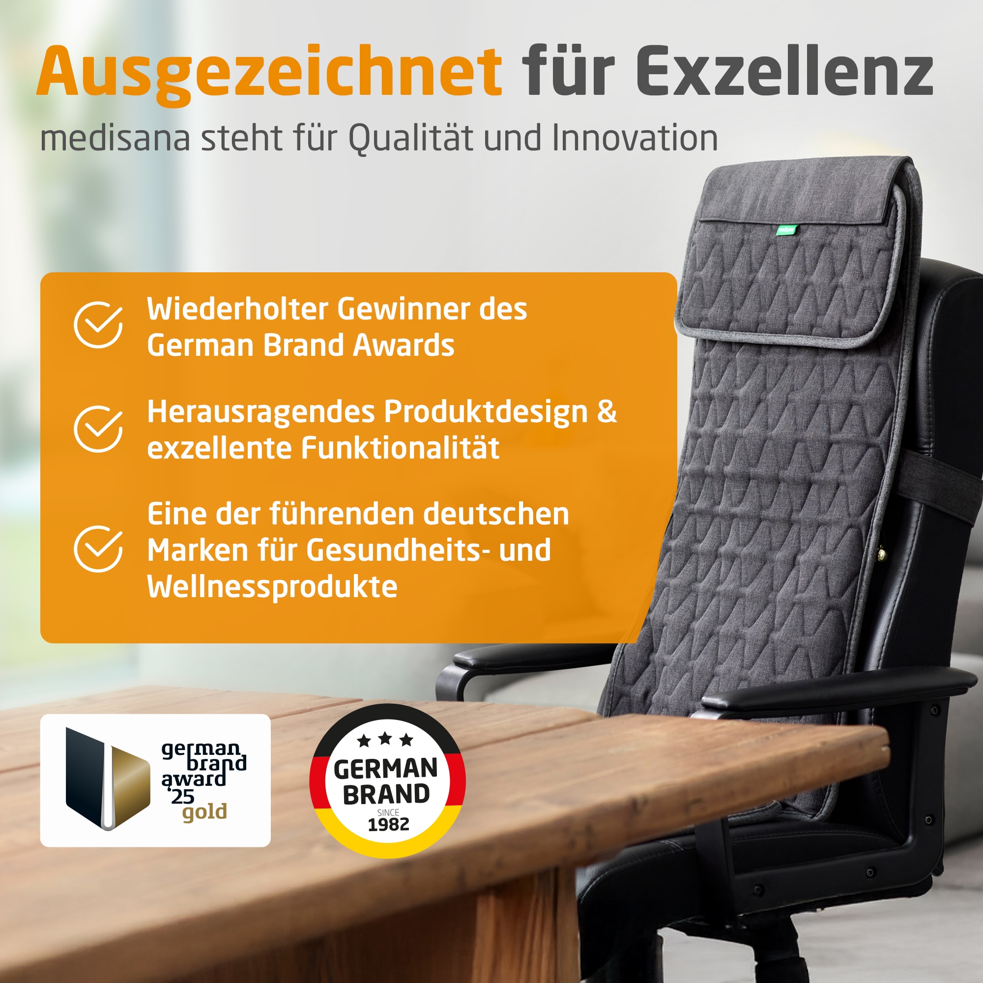 Medisana Massagesitzauflage »MC 700« Shiatsu-Massageauflage, 2 Stufen, Wärmefunktion, Punktmassage, leise