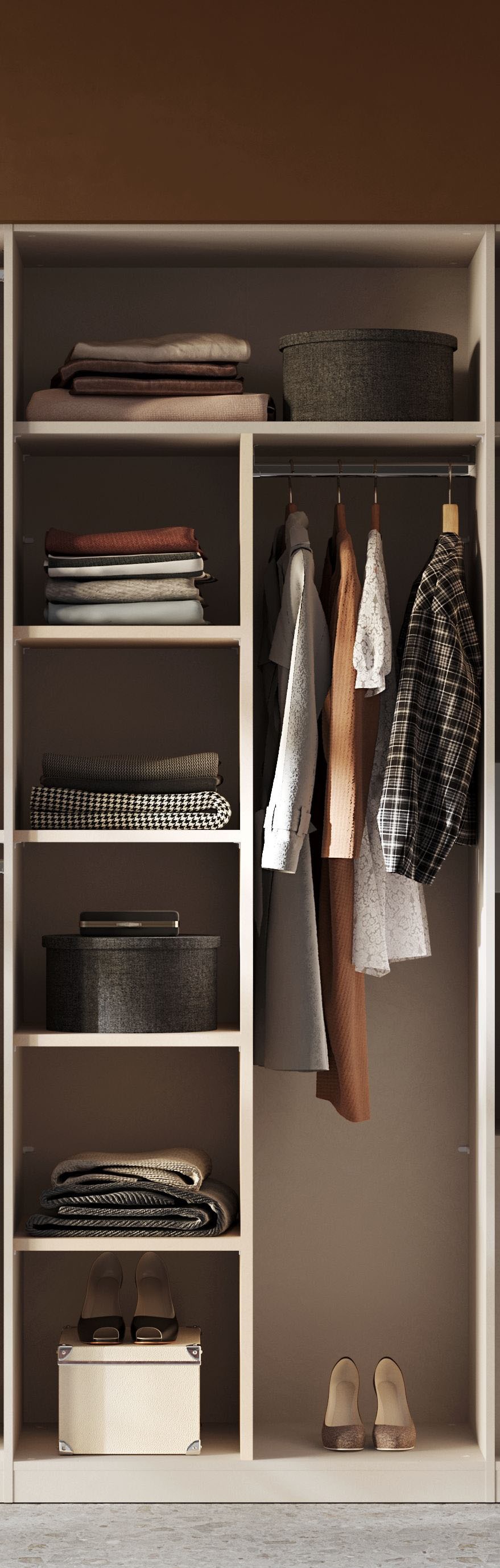 Home affaire Inneneinteilung »Jupiter – Steingrau, B45×H193 cm, 4 Böden B43 cm für Stauraum« + 1 Kleiderstange B43 cm, Zubehör für Drehtürenschrank Jupiter