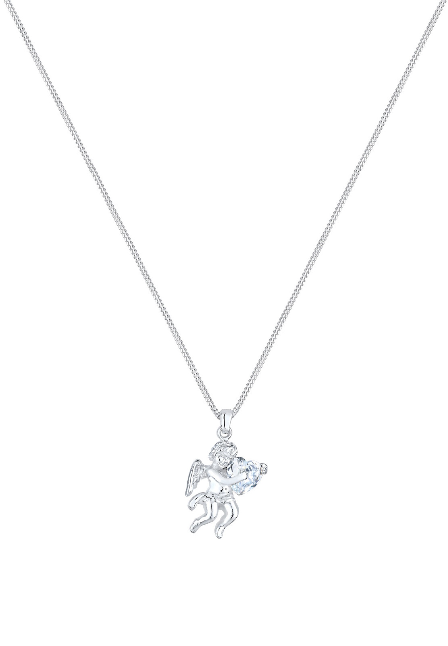 Elli Silberkette »Halskette Engel Herz Zirkonia Weiß 925 Sterling Silber«