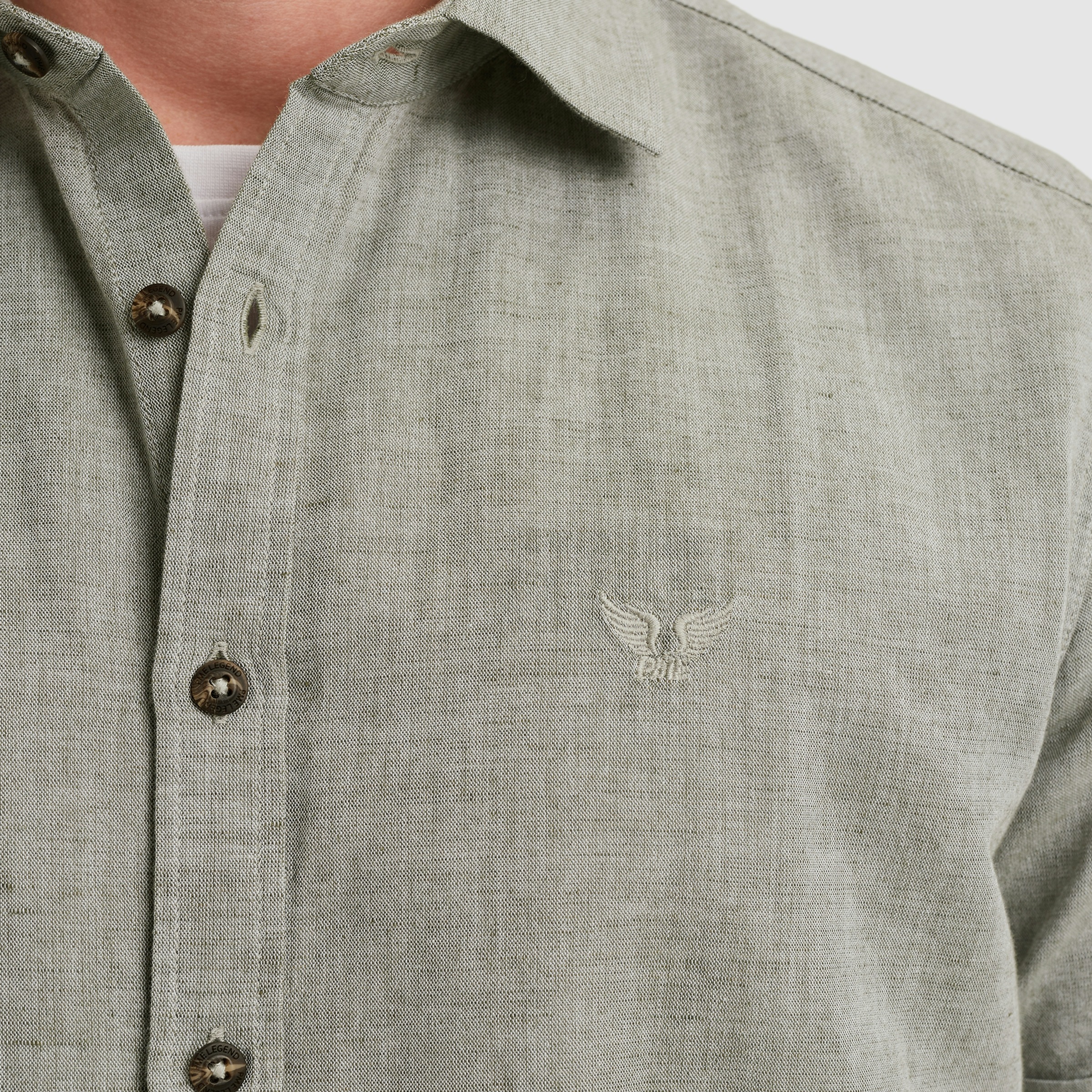 PME LEGEND Kurzarmhemd »Short Sleeve Shirt Ctn Linen 2 tone«, in melierter Optik