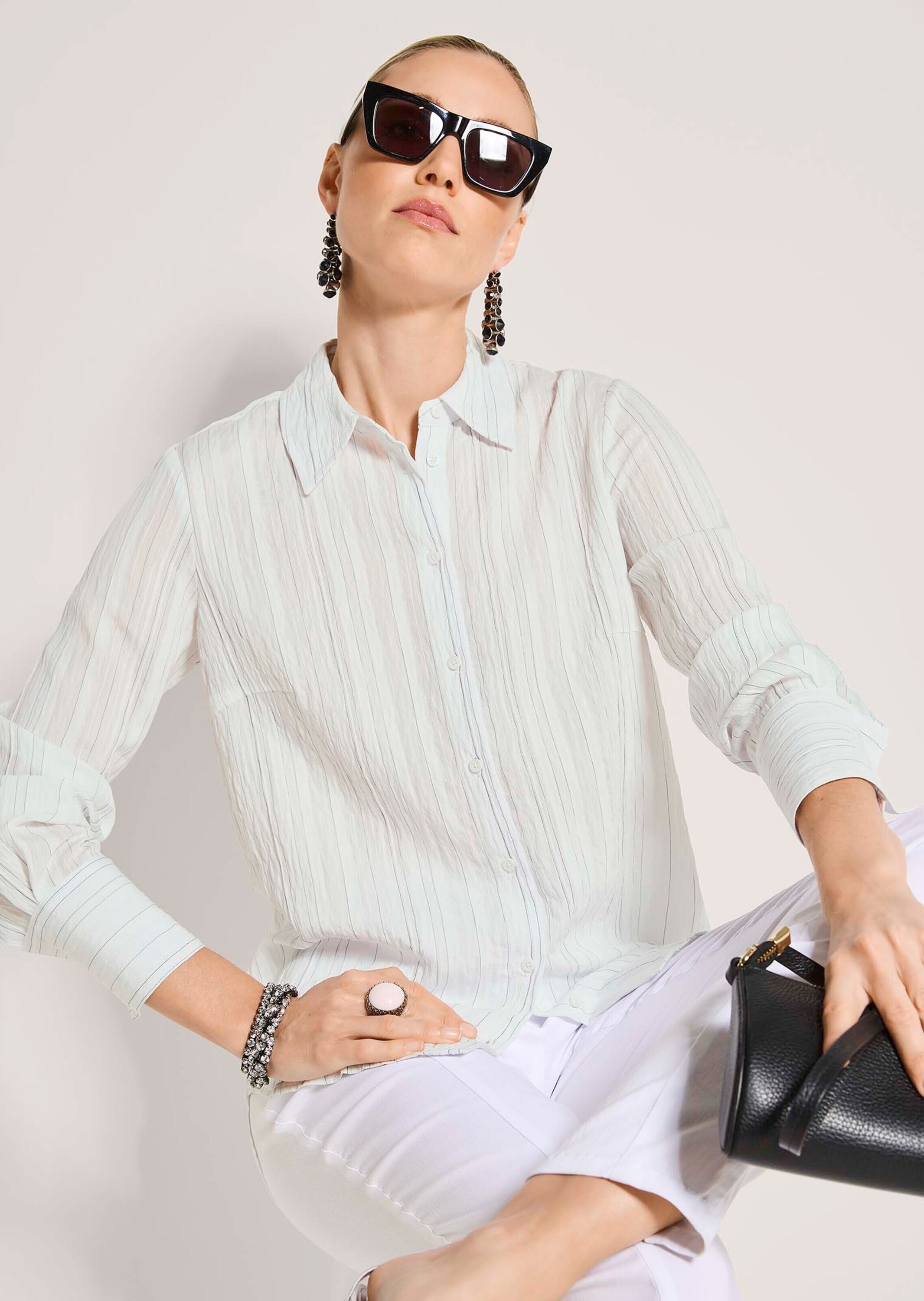 MADELEINE Hemdbluse »Hemdbluse Viskosebluse mit Streifenmuster« Hemdbluse mut Rückepasse