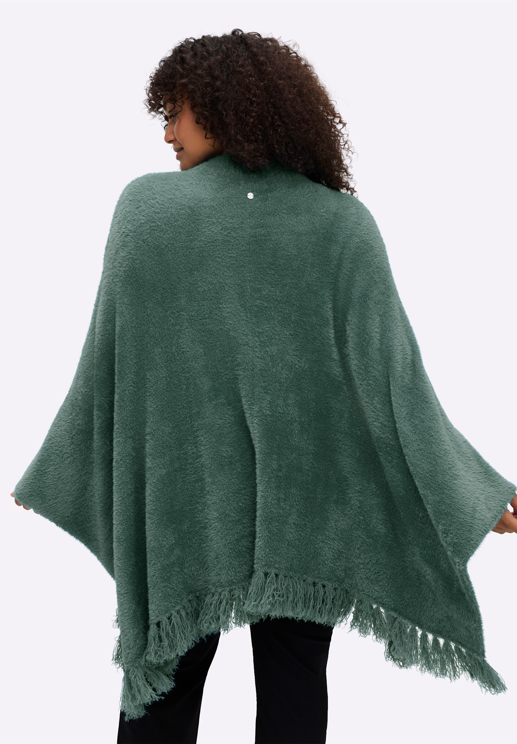 Sheego Strickponcho »Poncho Strickponcho mit Stehkragen und Quasten«