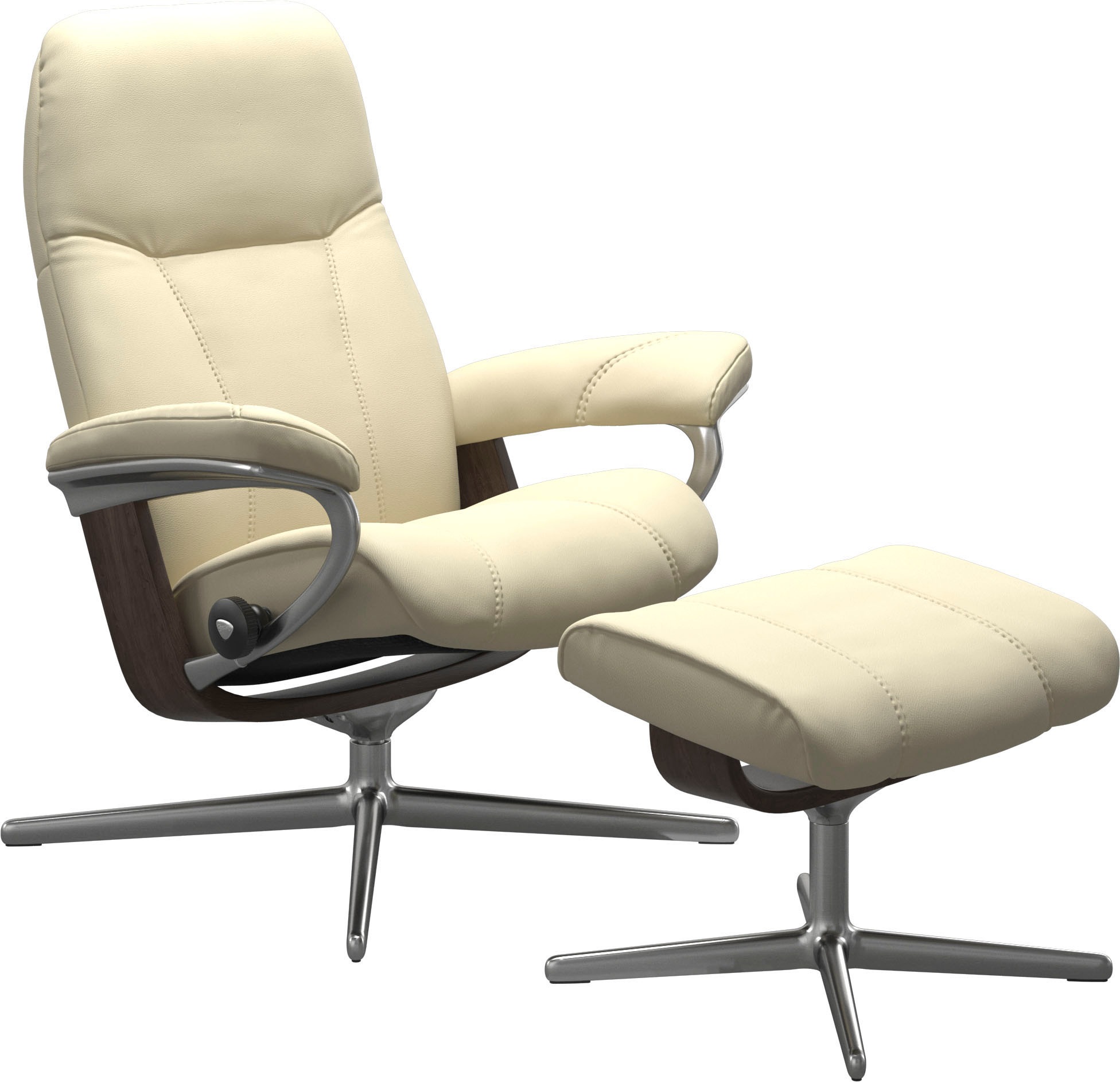 Stressless® Relaxsessel »Consul«, (Set, Relaxsessel mit Hocker), mit Hocker, mit Cross Base, Größe S, M & L, Holzakzent Wenge