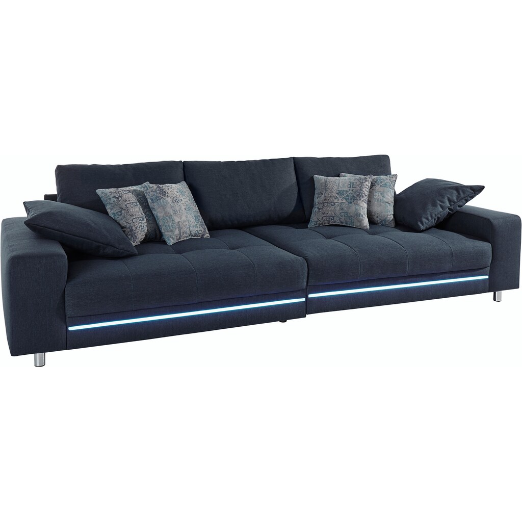 Nova Via Big-Sofa, wahlweise mit Kaltschaum (140kg Belastung/Sitz) und RGB-LED-Beleuchtung