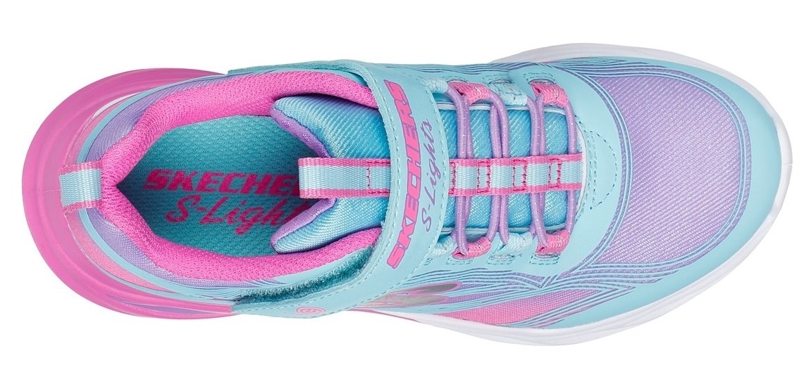 Skechers Sneaker »COSMIC GLOW LIGHTS«, Klettschuh mit Glitzer, Größenschablone zum Download