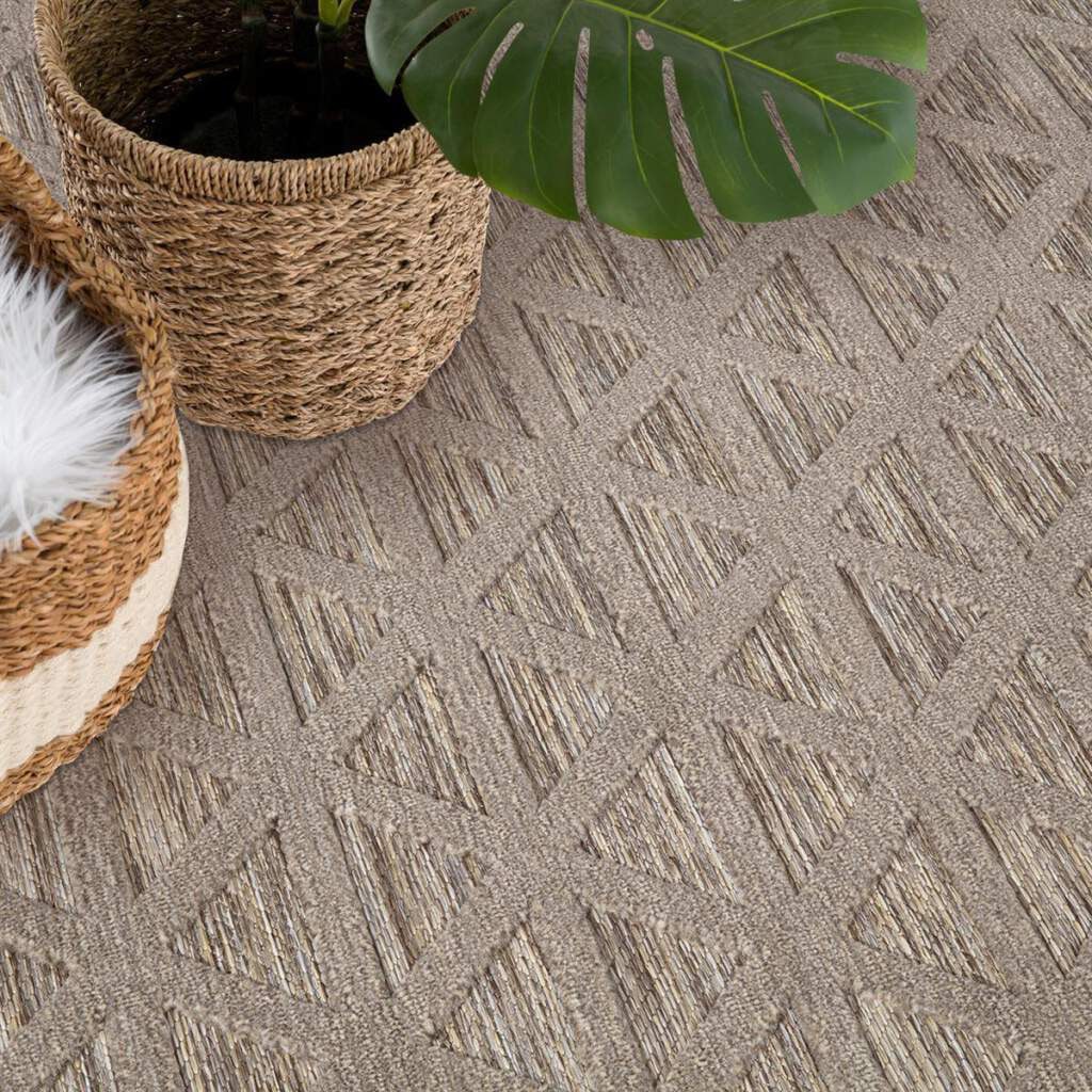 Carpet City Teppich »In-& Outdoorteppich Santorini 446, 3D-Effekt, Geo-Muster«, rechteckig, 5 mm Höhe, Wetterfest & UV-beständig für Terrasse, Balkon, Küche, Flur