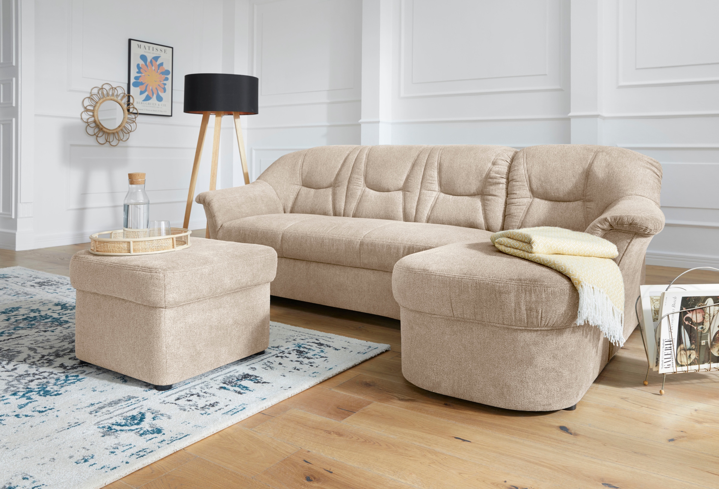 DOMO collection Ecksofa »Sarafina zeitlos und komfortabel, optional mit Federkern, L-Form«, wahlweise mit Bettfunktion