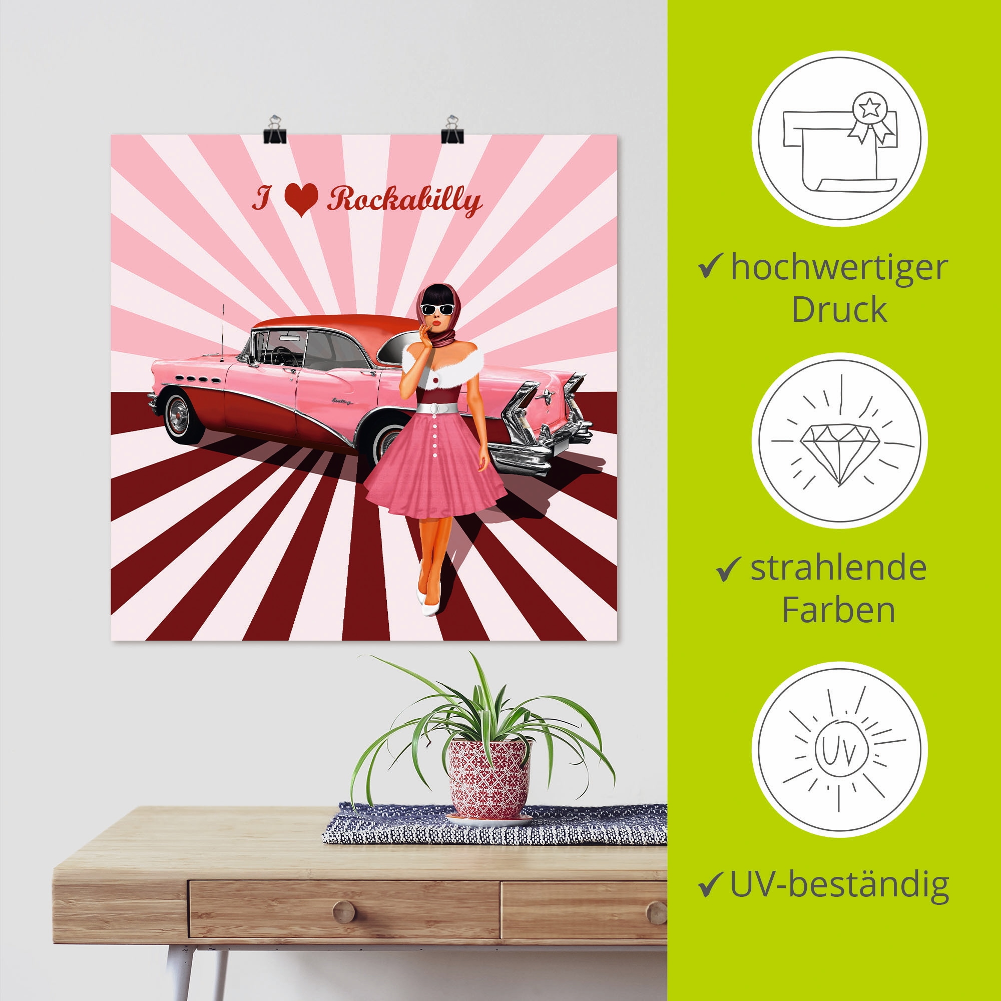 Artland Wandbild »Ich liebe Rockabilly« Ausstellungsplakate 1 Stk. tlg. als Alubild, Outdoorbild, Leinwandbild, Poster, Wandaufkleber