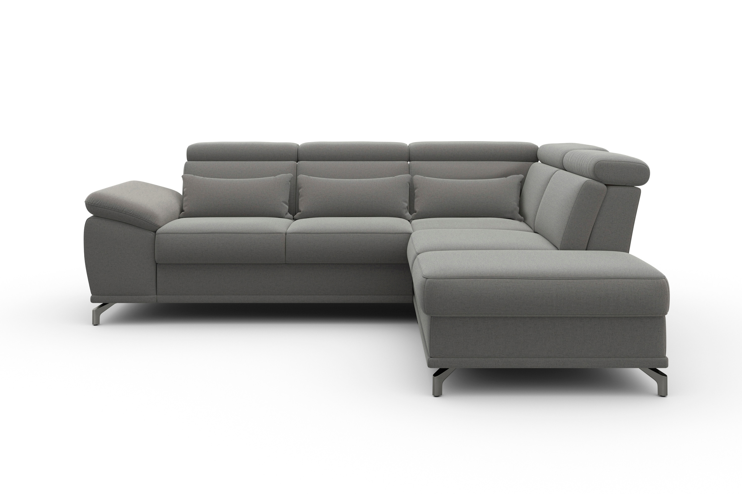 sit&more Ecksofa »Cabrio L-Form, mit Sitztiefenverstellung, Arm- und Kopfteilverstellung«, 3 Nierenkissen, Federkern, optional Bettfunktion und Stauraum