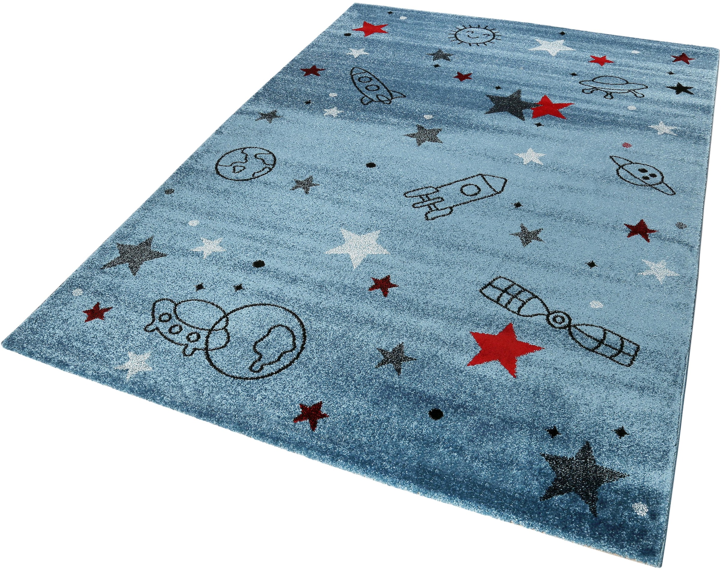 Esprit Kinderteppich »Yoda ESP-21980«, rechteckig, 13 mm Höhe, Weltall Design, Astronaut, Kurzflor, Kinderzimmer