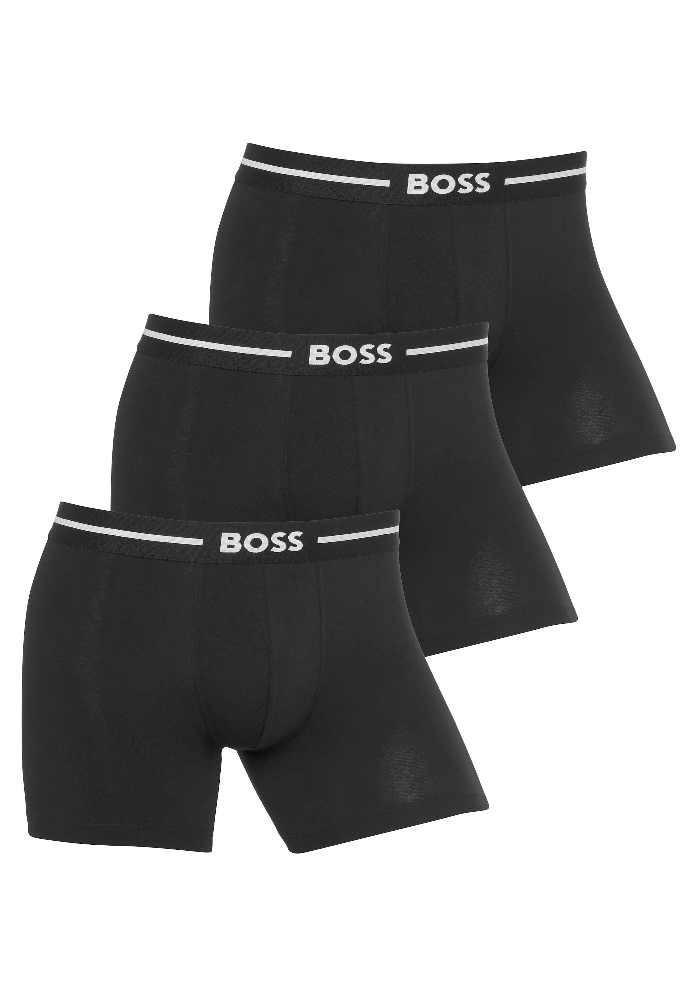 Boxershorts »BoxerBr 3P Bold«, (3 St.), mit Boss Logo-Elastikbund