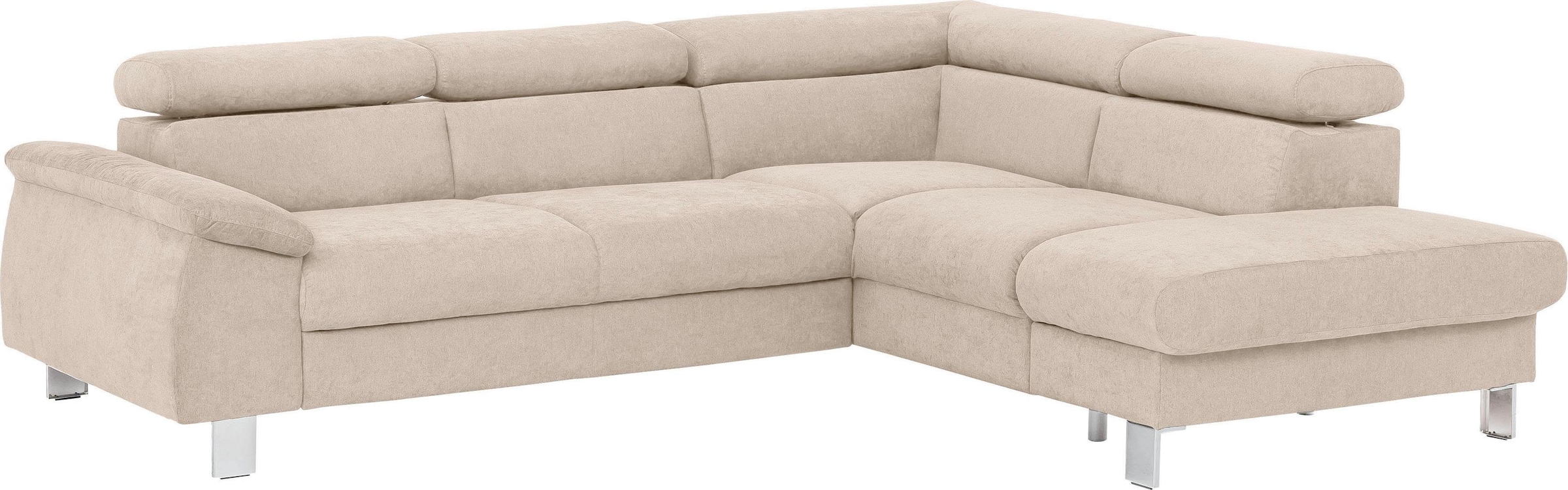COTTA Ecksofa »Komaris L-Form, B: 249 cm«, mit Kopfteilverstellung, optional Bettfunktion, Bettkasten & Licht