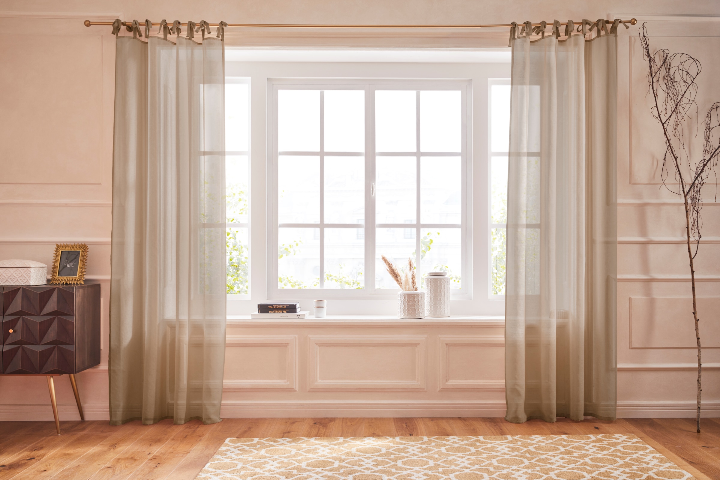 my home Gardine »TENDER«, (1 St.), transparent, Leinen Optik mit Struktur, monochrom