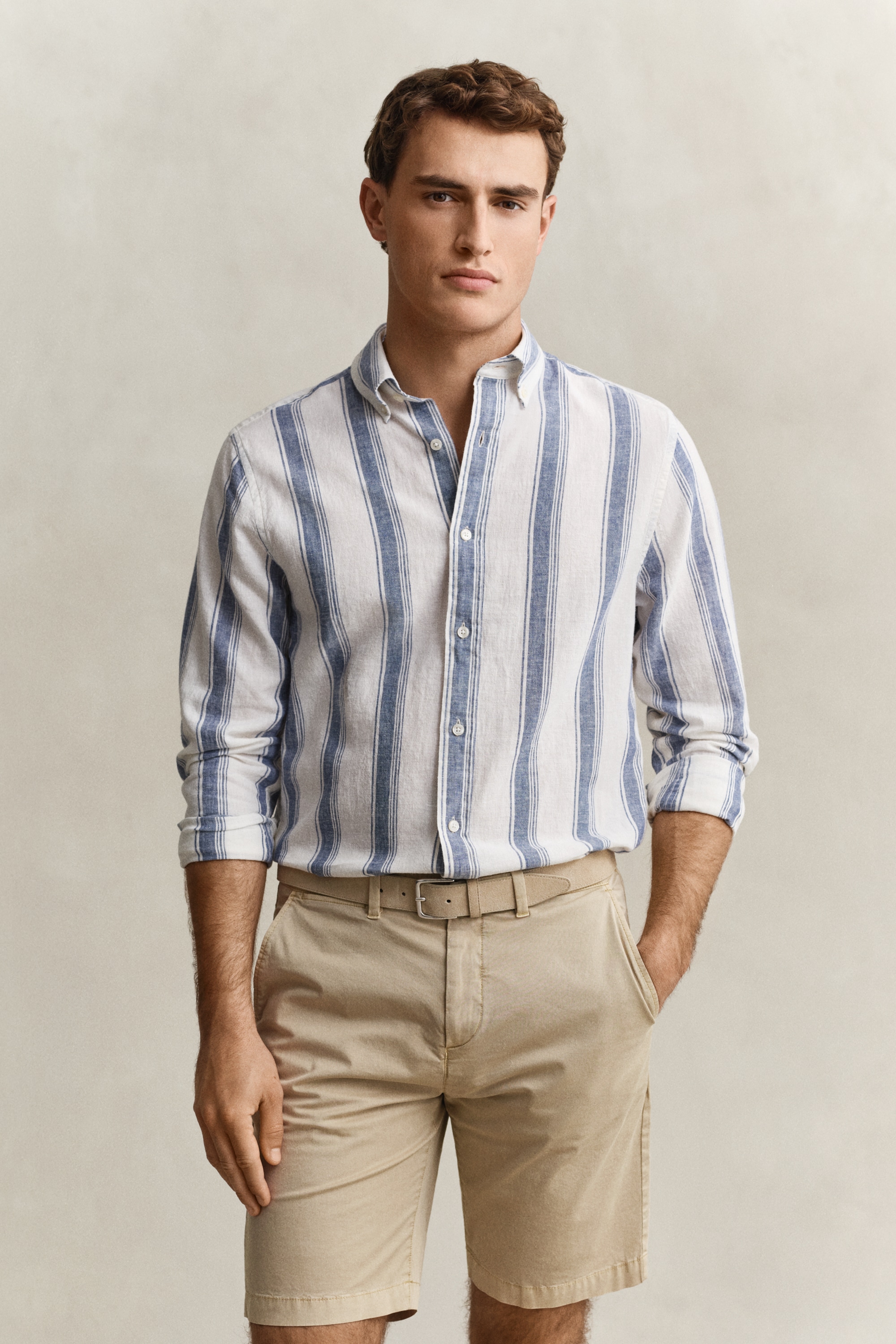 Gant Langarmhemd »REGULAR COTTON LINEN STRIPE« Regular fit mit Button-Down-Kragen