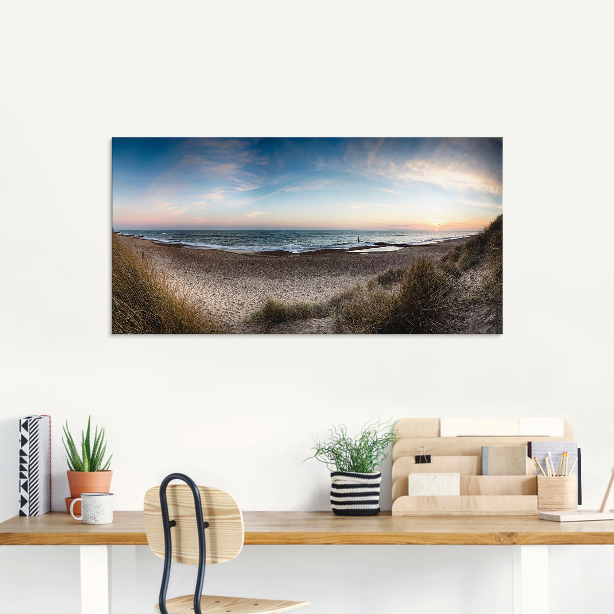 Artland Glasbild »Strand und Sanddünen am Hengistbury Head«, Küste, (3 St.), in verschiedenen Größen