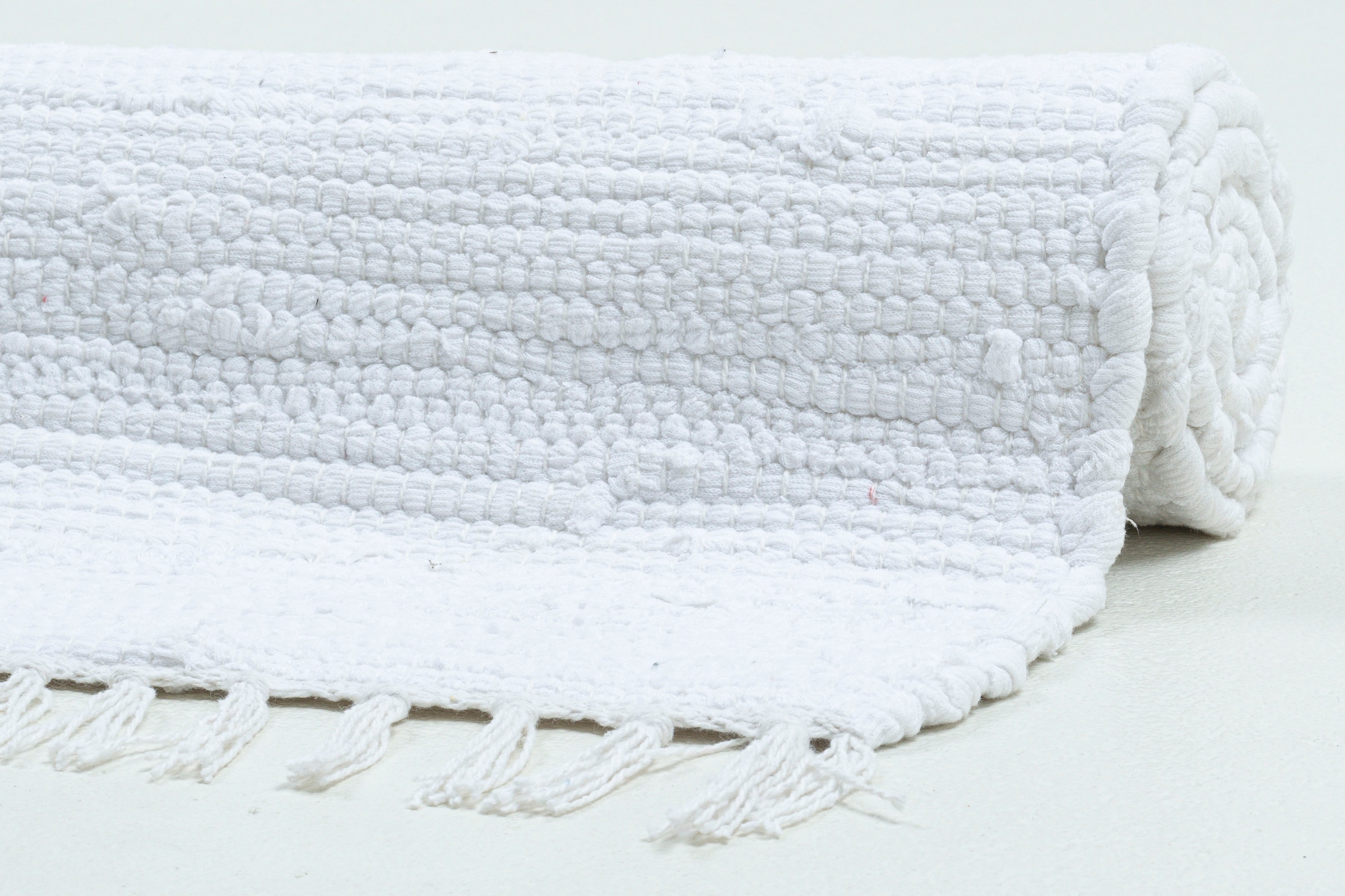 my home Teppich »Cadis« rechteckig 5 mm Höhe Wendeteppich, mit Fransen, Uni Farben, handgewebt, reine Baumwolle