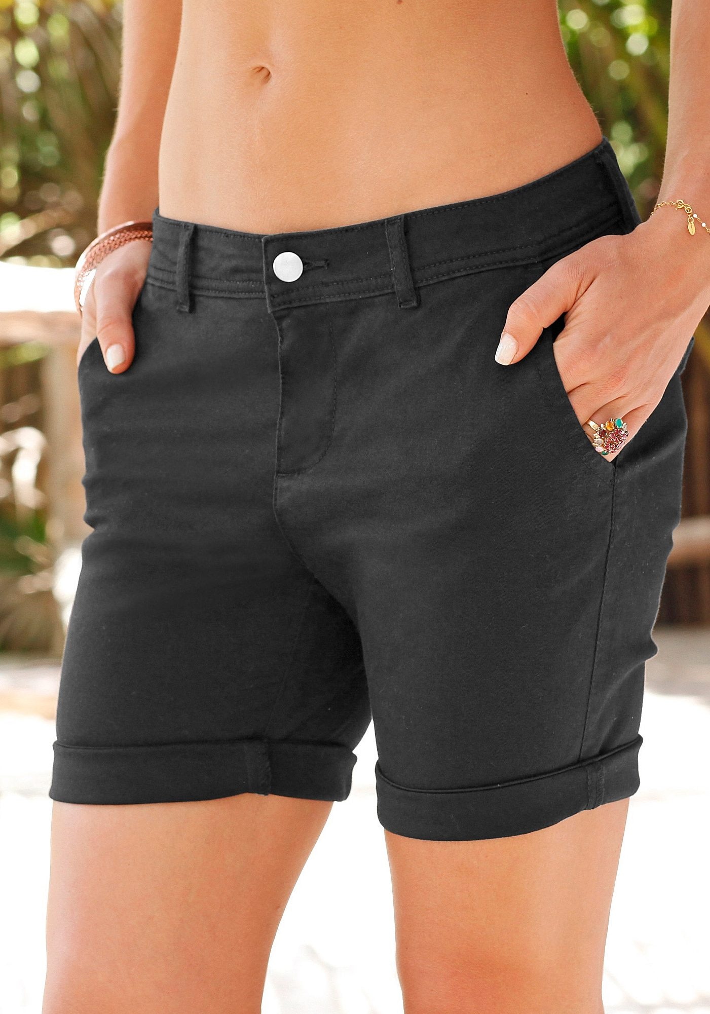 LASCANA Bermudas, OTTO Baumwolle, bei Shorts Krempeln, kaufen Hose, elastischer kurze aus zum online