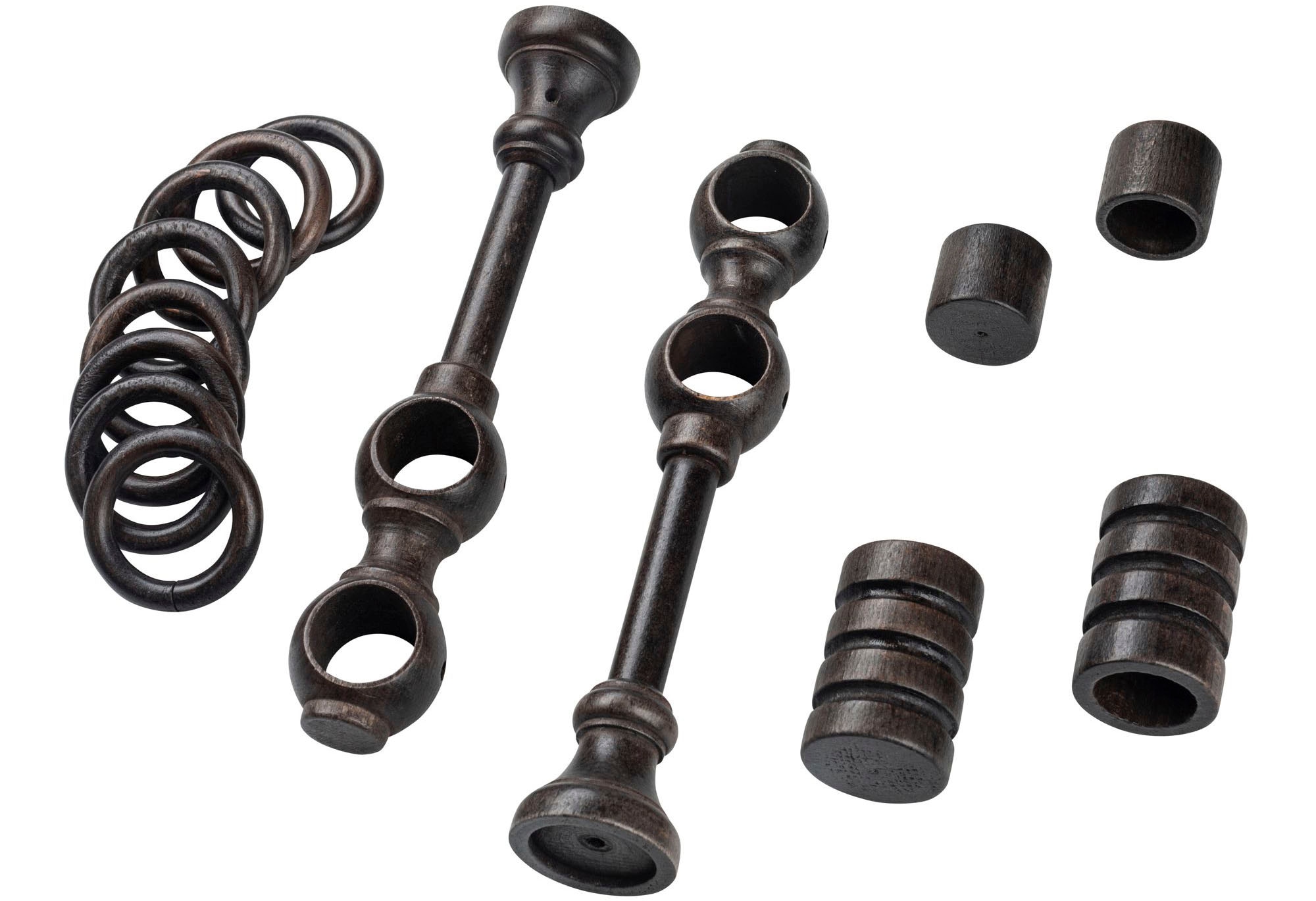 SN DECO GROUP Gardinenstange »Pisa« 2 läufig-läufig Fixmaß 28 mm, Holz, verschiedene Längen und Farben, Komplettset