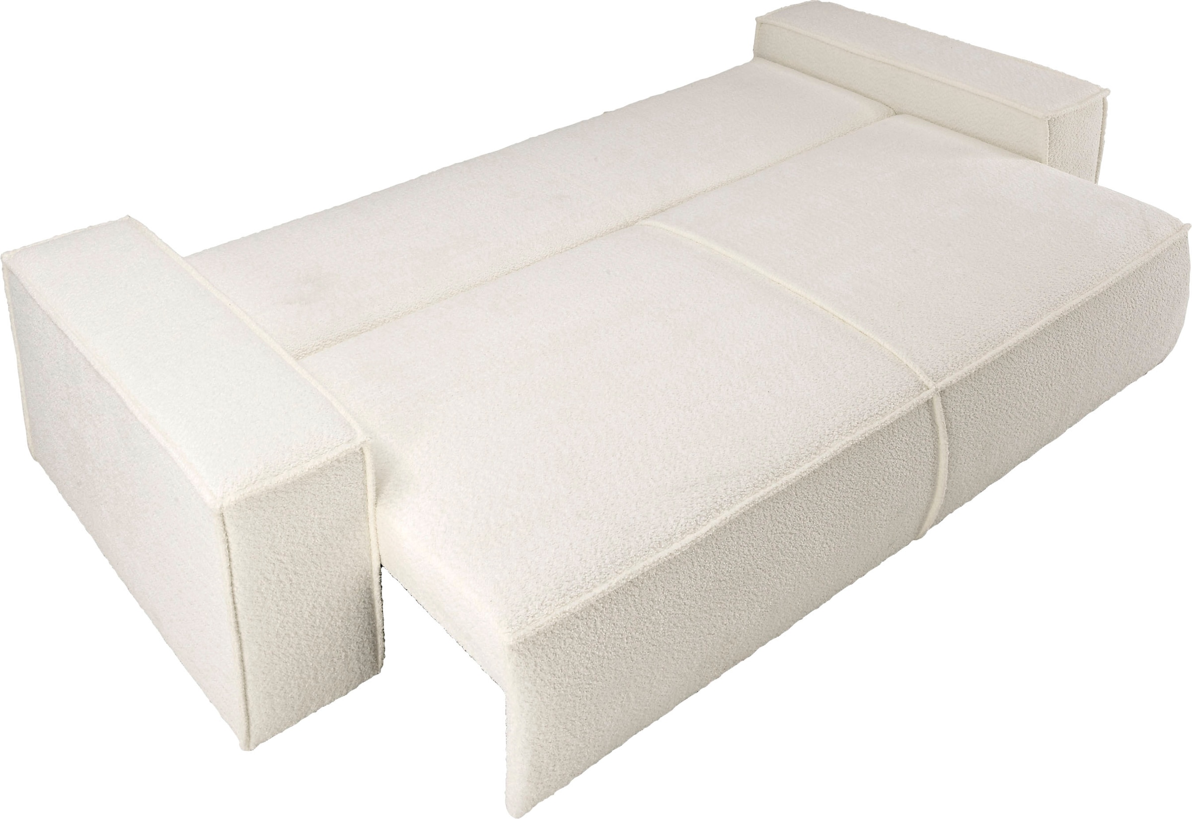 andas 3-Sitzer »FINNLEY Schlafsofa 257 cm, Schlaffunktion mit Bettkasten (200/136cm)«, in Aqua Clean-Bouclé, Struktur fein u. Cord