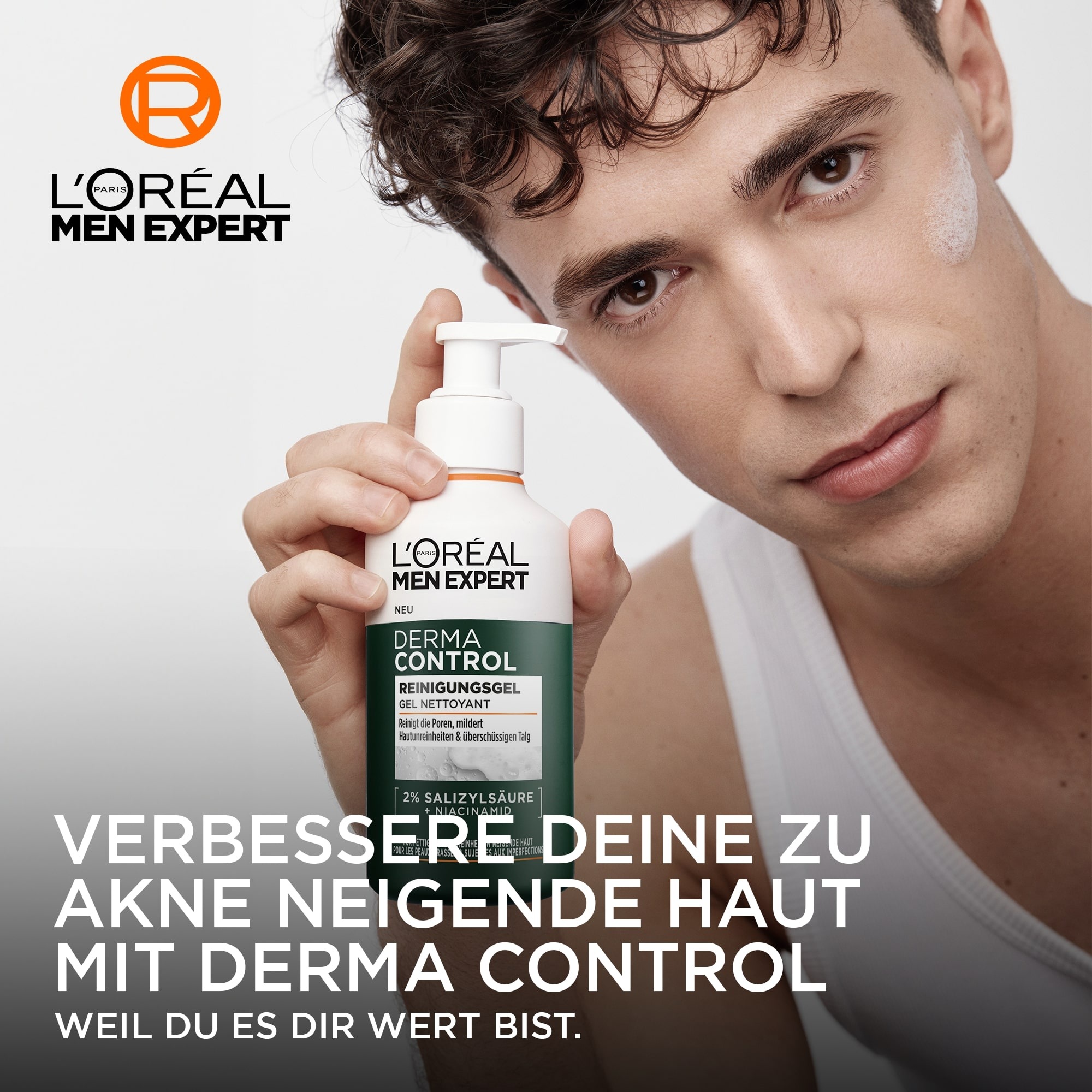 L'ORÉAL PARIS MEN EXPERT Pflegestift »L'Oréal Men Expert Derma Control Reinigungsgel«, Mit Salizylsäure und Niacinamid, behandelt Pickel und Unreinheiten.