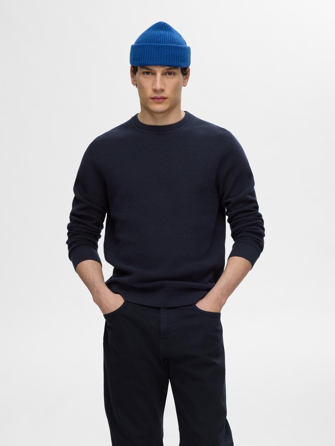 SELECTED HOMME Strickpullover »SLHROSS LS KNIT STRUCTURE CREW NECK NOOS«