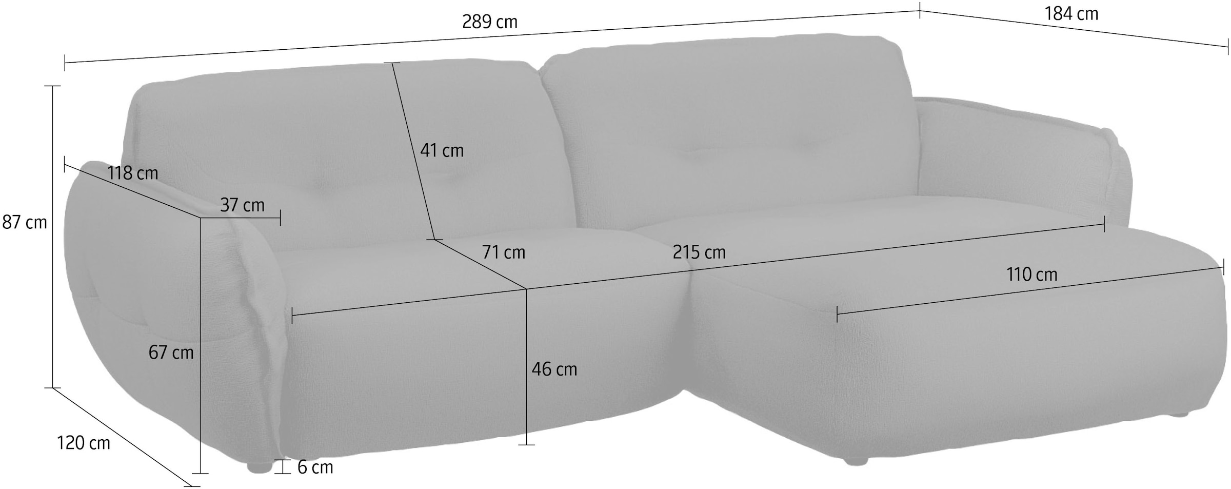 BETYPE Ecksofa »Be Fluffy« Softes Sitzgefühl, moderne Kedernaht, hochwertiger Bezug