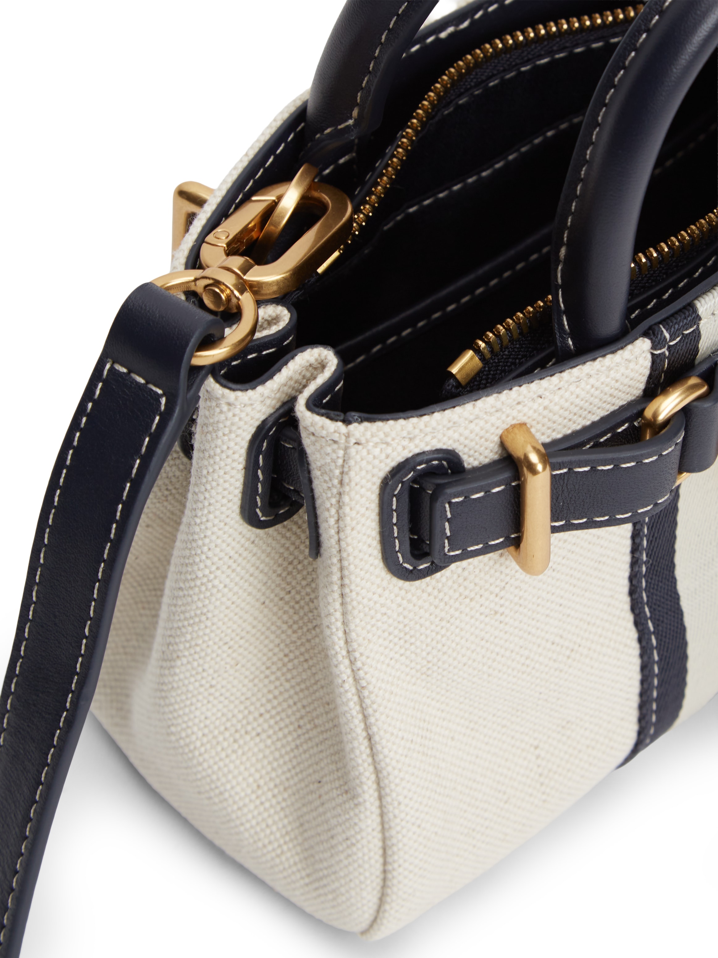 Tommy Hilfiger Tragetasche »AMERICAN ICON MICRO TOTE CANVAS« Damen Handtasche, Minibag, Umhängetasche mit Schloss-Schmuckelement