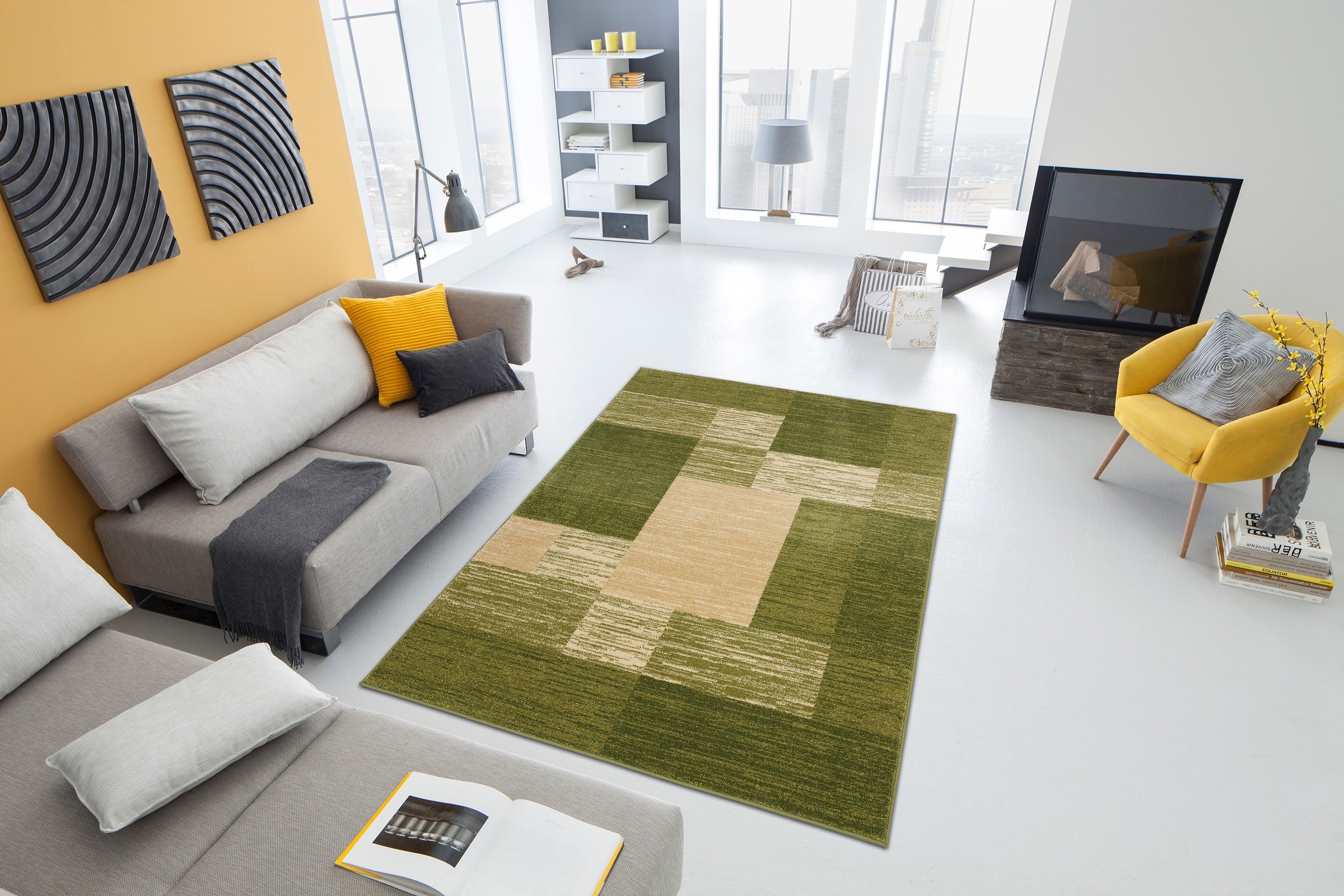 OTTO home Teppich »Melvin« rechteckig 8 mm Höhe schön weich, Kurzflor Teppich Karo-Muster, Wohnzimmer, Esszimmer