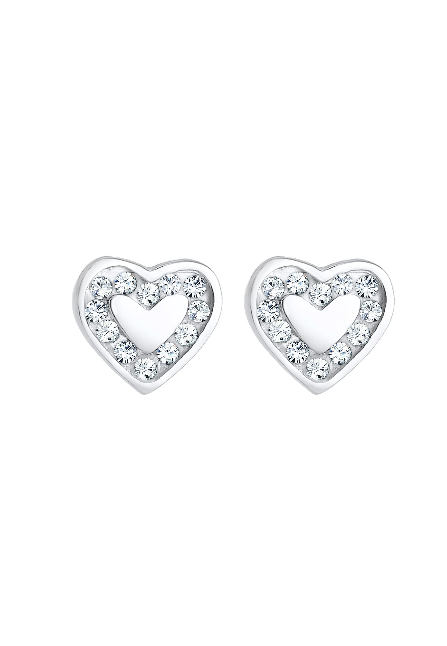 Elli Paar Ohrstecker »Ohrringe Ohrstecker Herz Glas Kristalle Weiß 925 Sterling Silber«