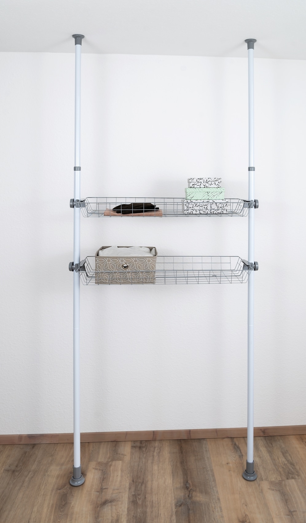WENKO Organizer »Modell Herkules«, (Set, 2 St.), Drahtkörbe aus Stahl, Erweiterung zum Teleskop-System Herkules