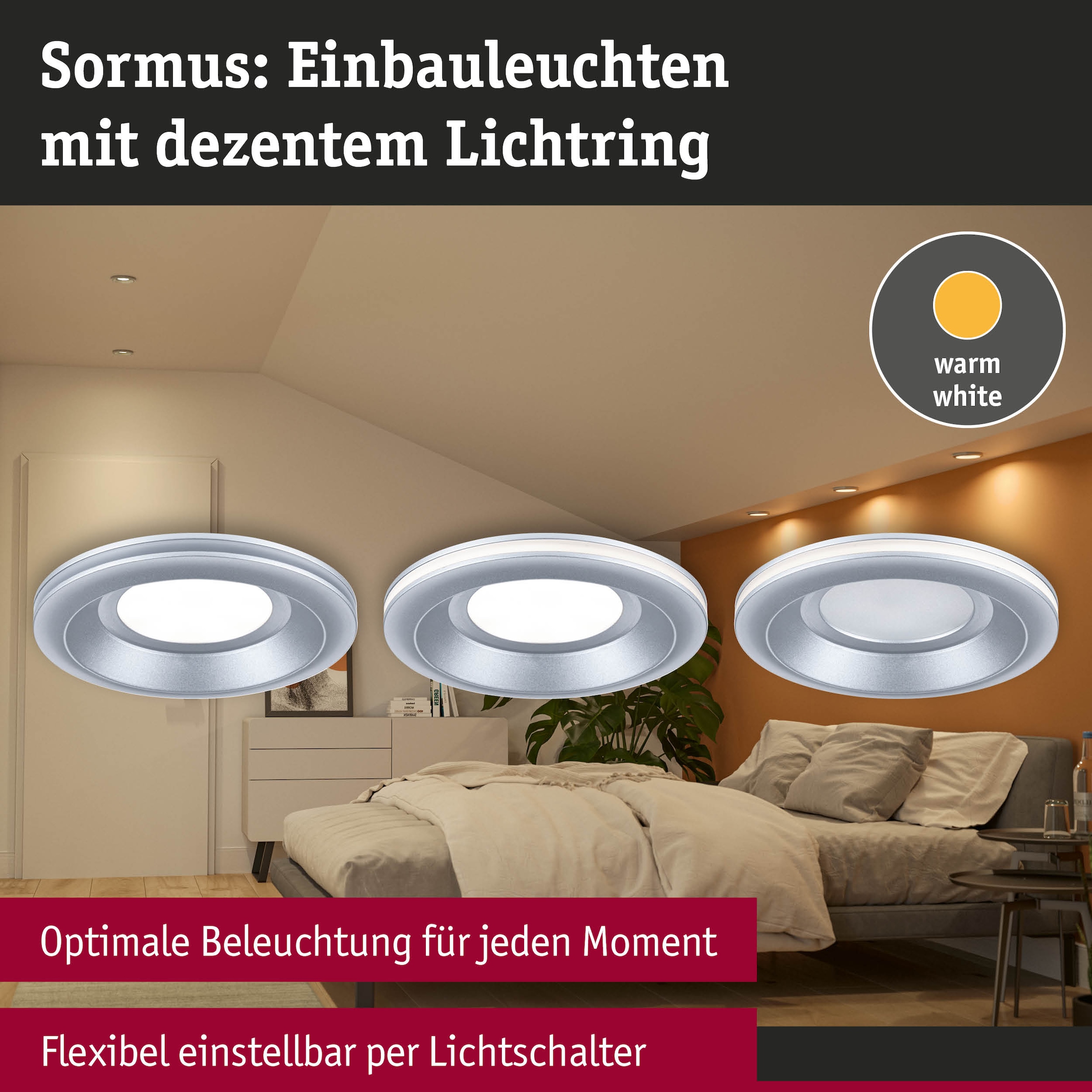 Paulmann LED Einbauleuchte »LED Einbauleuchte Sormus IP65 rund 100mm« 1 Stk. Warmweiß Memoryfunktion