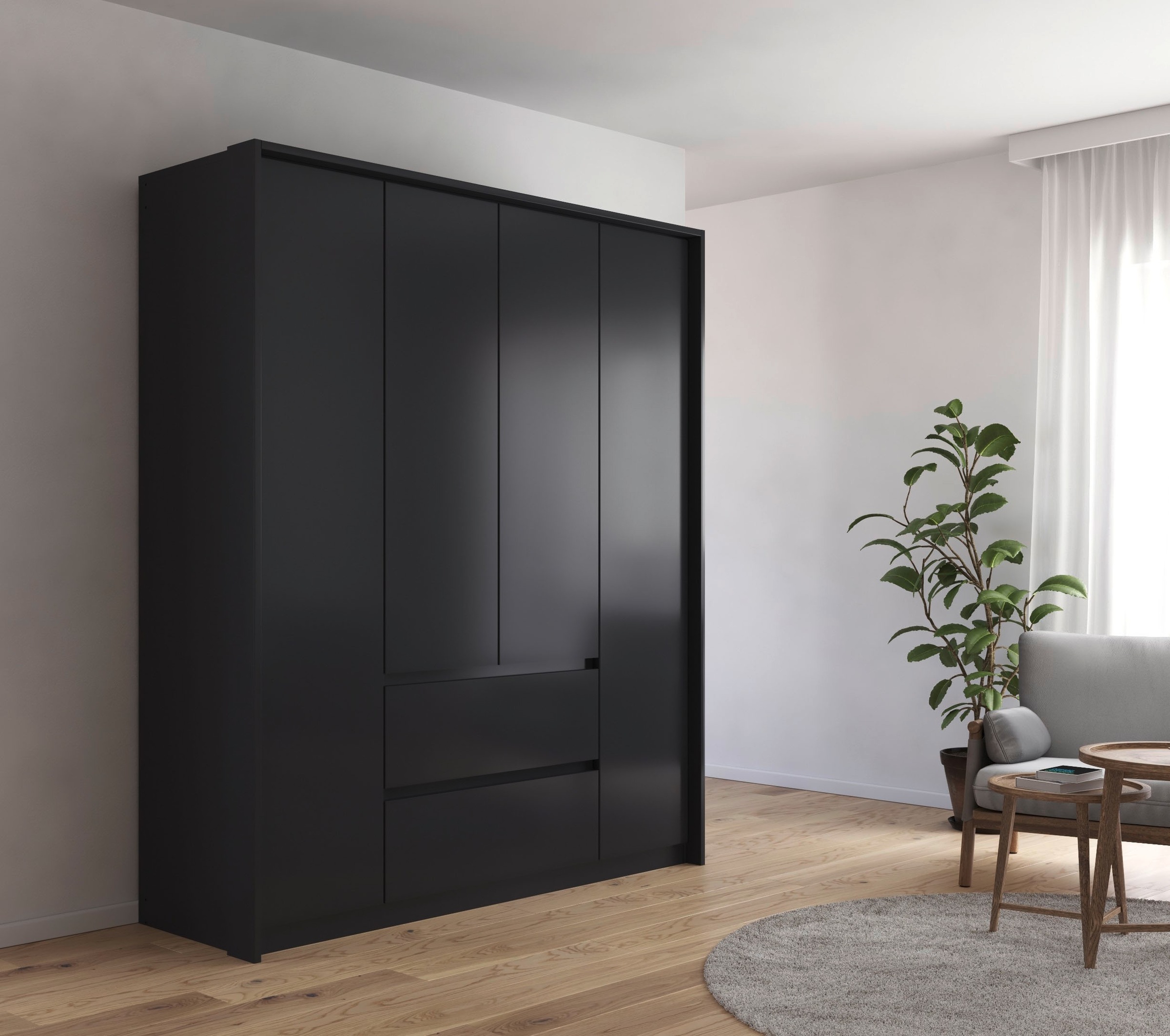 rauch Drehtürenschrank »Mainz mit Passepartout« optional mit Beleuchtung, Außentüren mit Push-to-Open Funktion