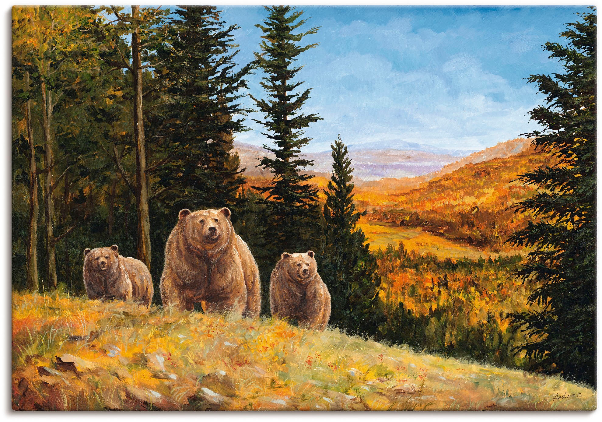 Artland Wandbild »Grizzly Bären«, Wildtiere, (1 St.), als Leinwandbild, Poster in verschied. Größen