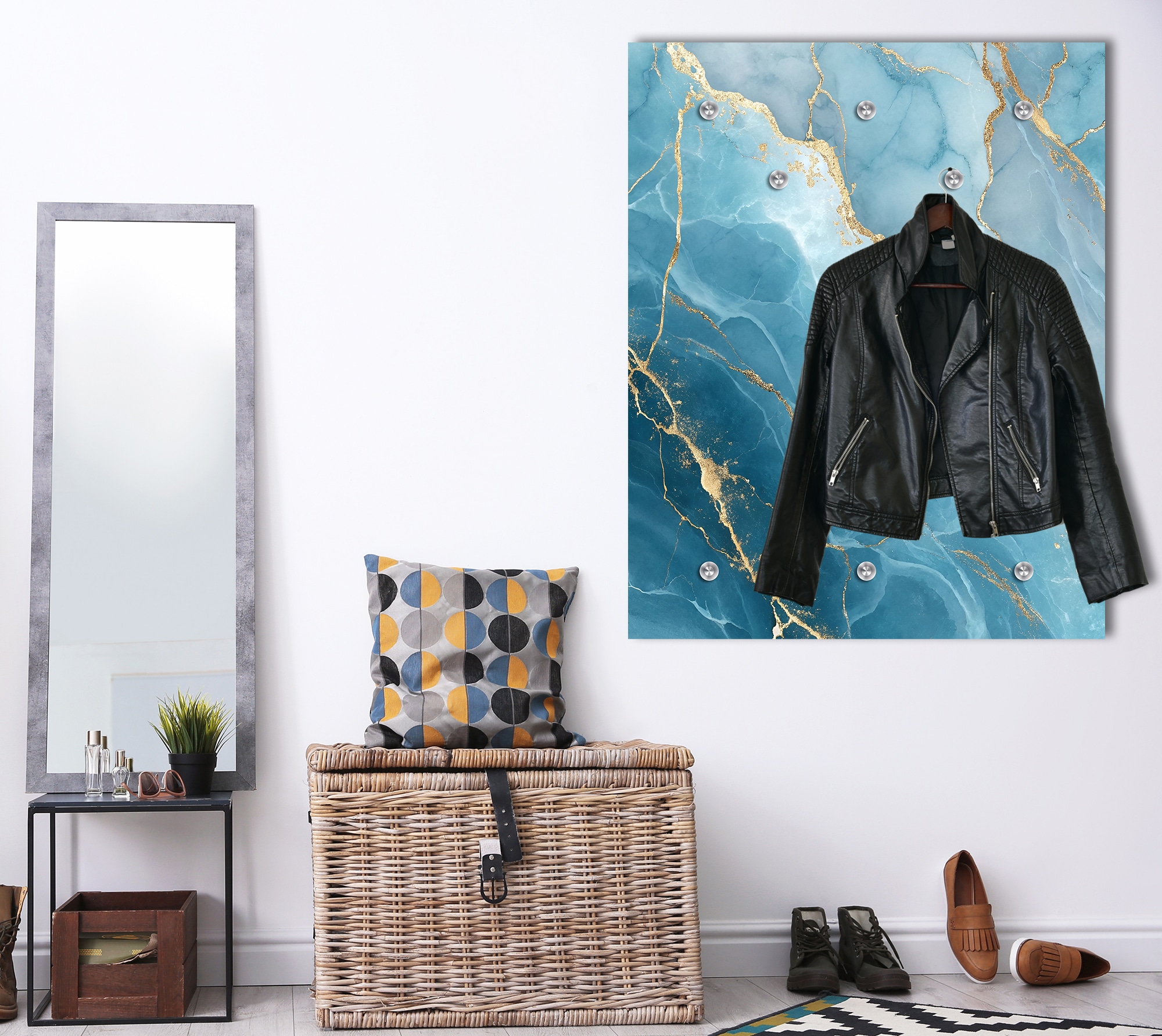 queence Garderobenpaneel »Wandgarderobe  mit Motiv Marmor Abstrakt inkl. Edelstahlhaken« 1 Stk. tlg. HD Premium Druck auf Acrylglas
