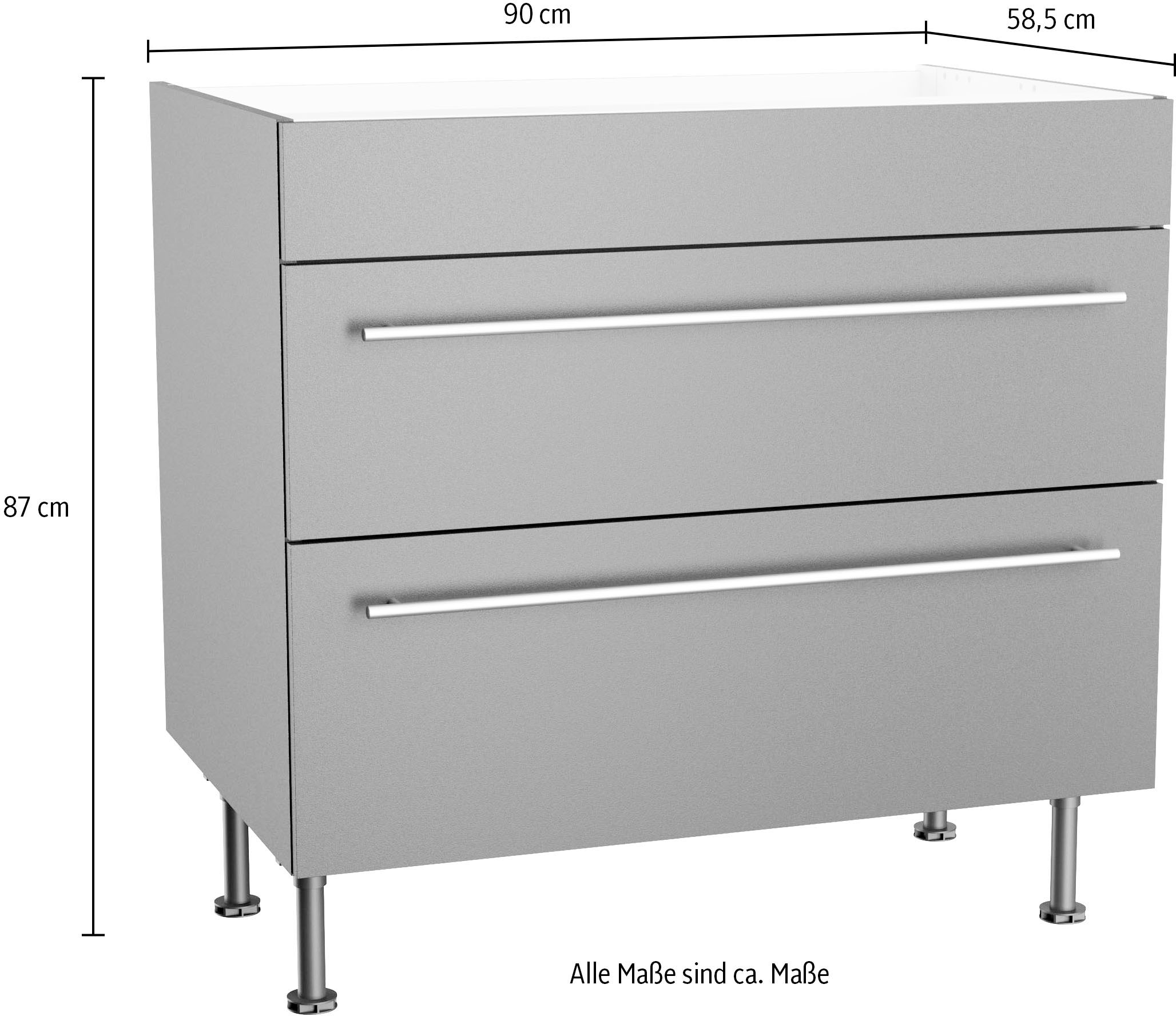 OPTIFIT Kochfeldumbauschrank »Bern2«, Breite 90 cm, Kochfeldumbauschrank, 2 Auszügen, 1 feste Blende