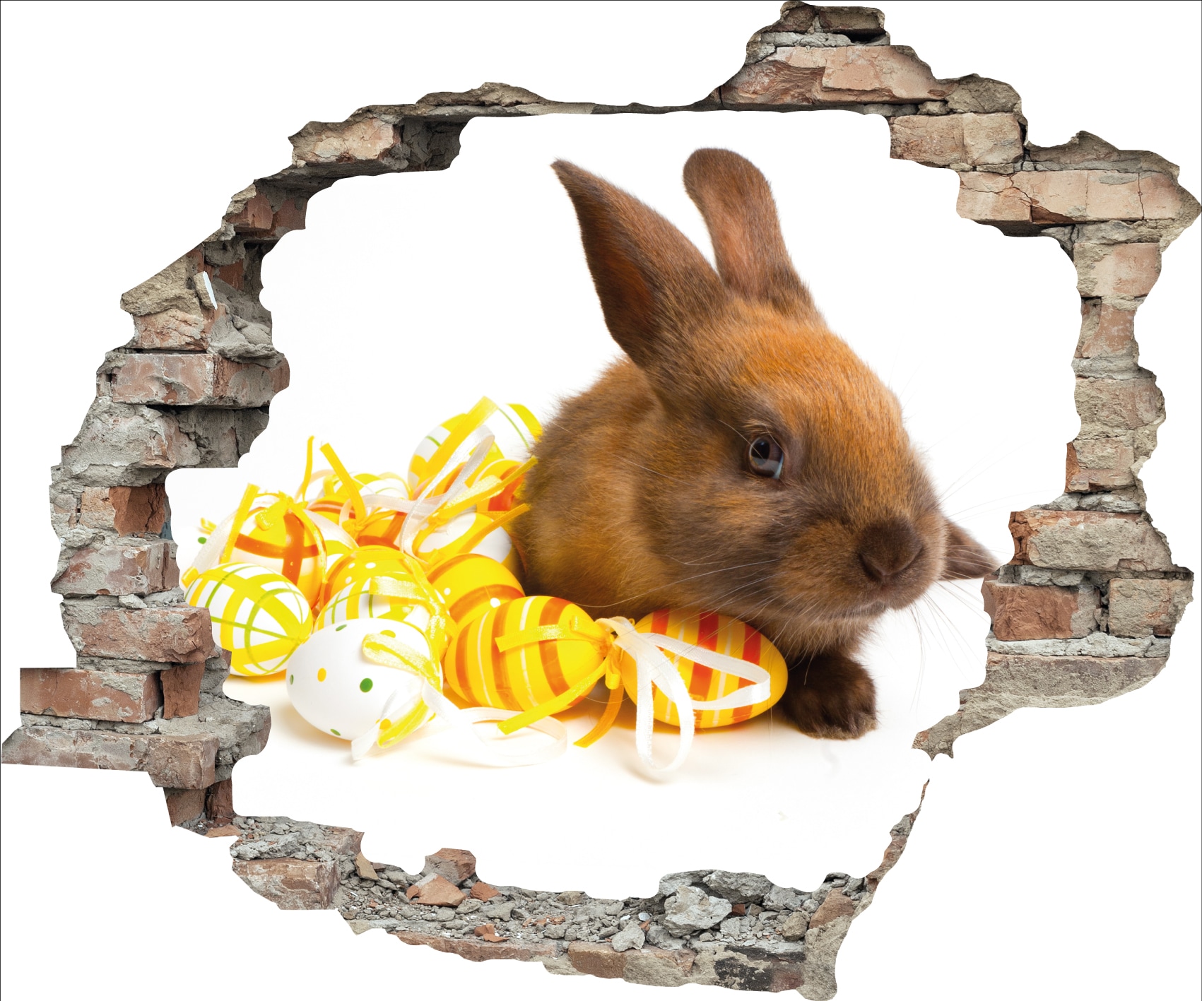 queence 3D-Wandtattoo »Osterhase und Ostereier« Selbstklebender Wandsticker Ostern Wanddurchbruch 60x50cm