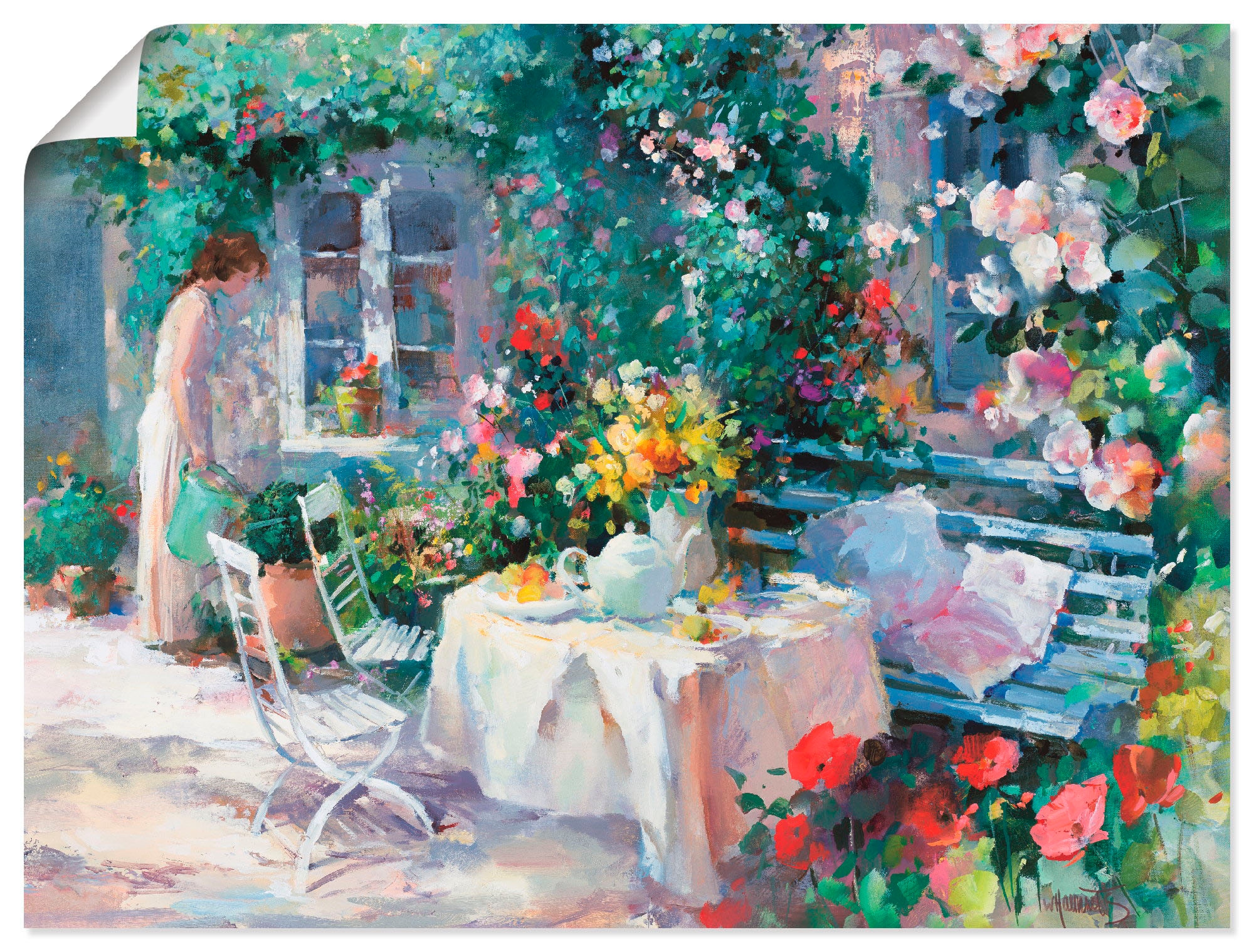 Artland Wandbild »Teezeit im Garten«, Größen versch. OTTO oder St.), in (1 bei Wandaufkleber Poster Garten, als kaufen Leinwandbild